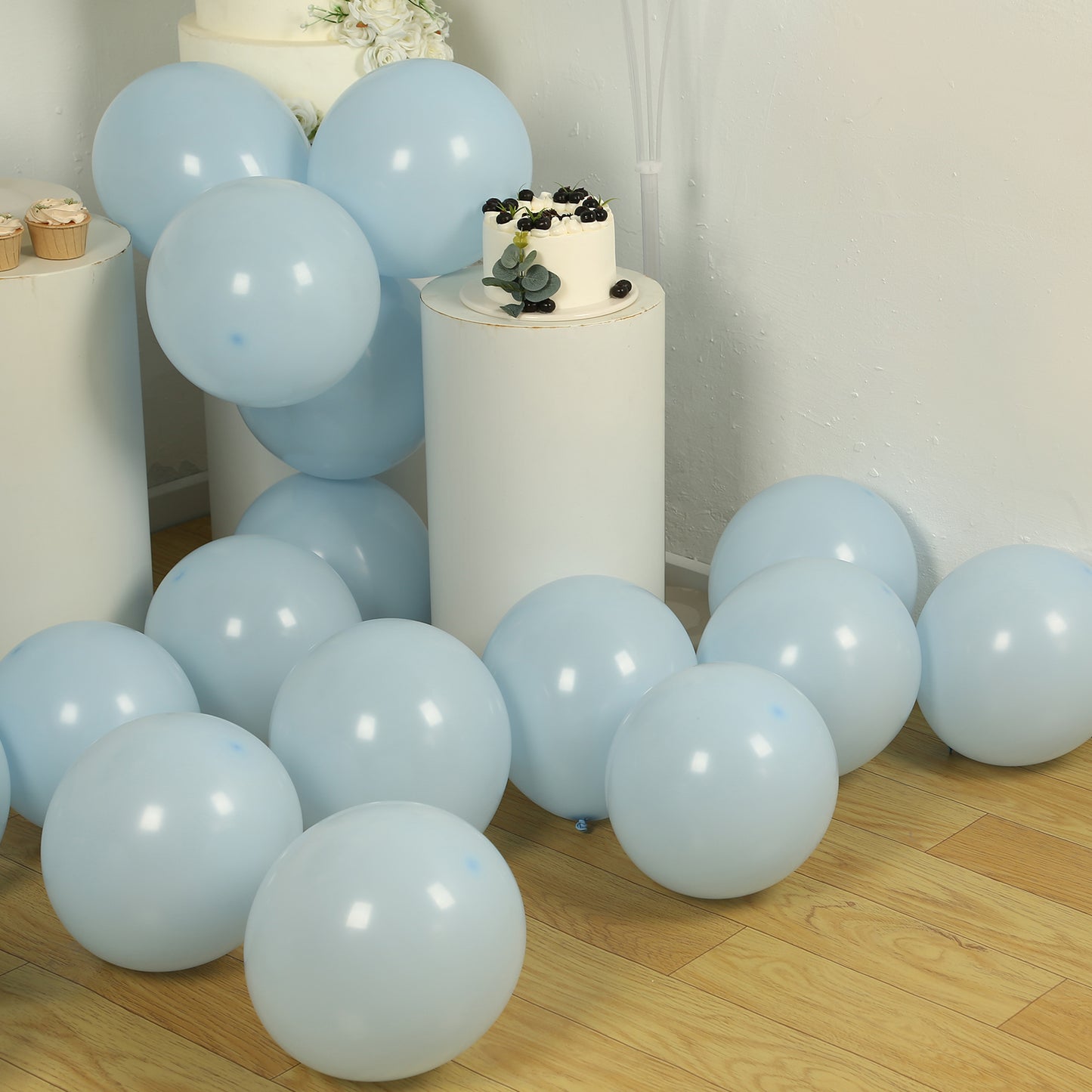 50 Pack Matte Pastel Ice Blue Biodegradable Balloons 12", Round Eco-friendly Thick Latex Party Balloons