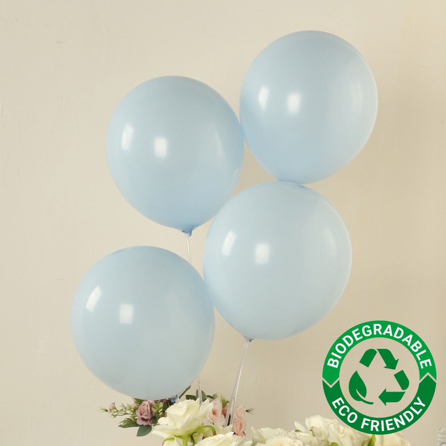 50 Pack Matte Pastel Ice Blue Biodegradable Balloons 12", Round Eco-friendly Thick Latex Party Balloons