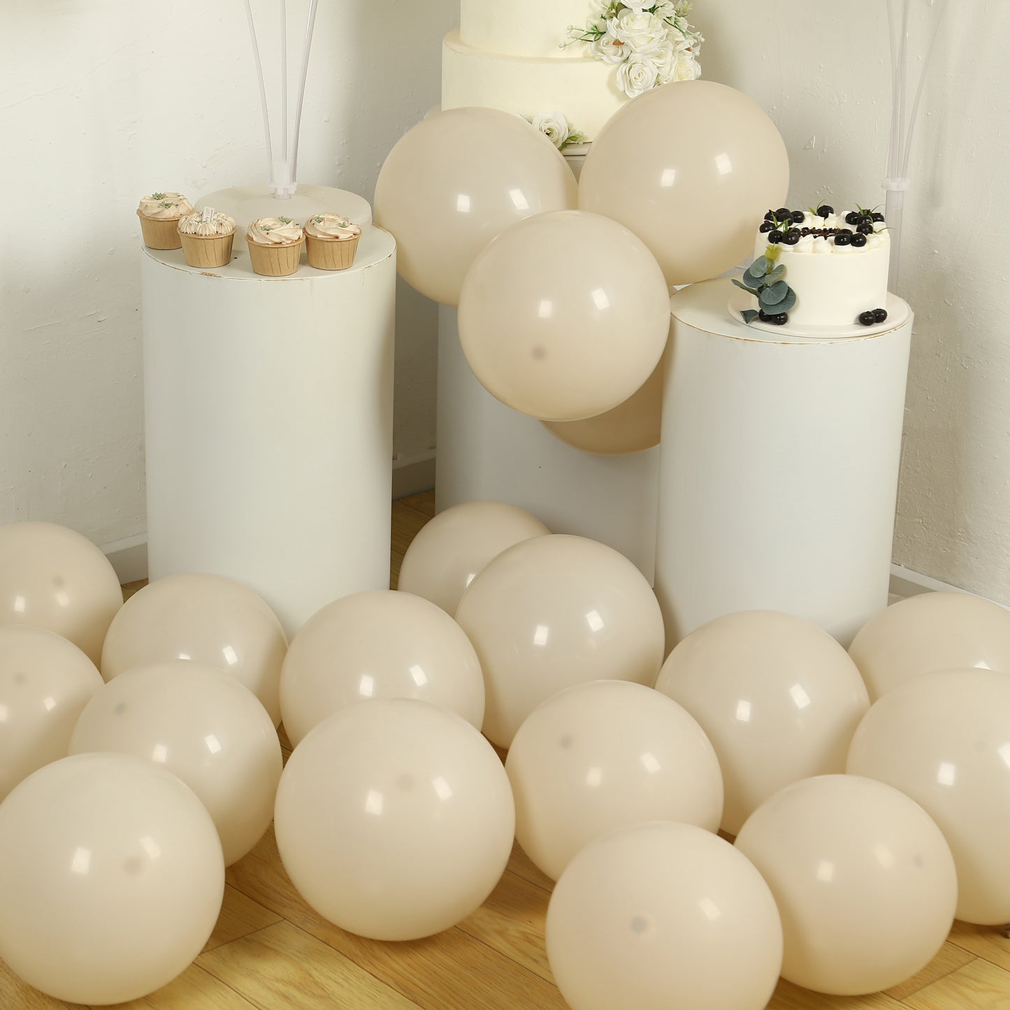 50 Pack Matte Pastel Beige Biodegradable Balloons 12", Round Eco-friendly Thick Latex Party Balloons