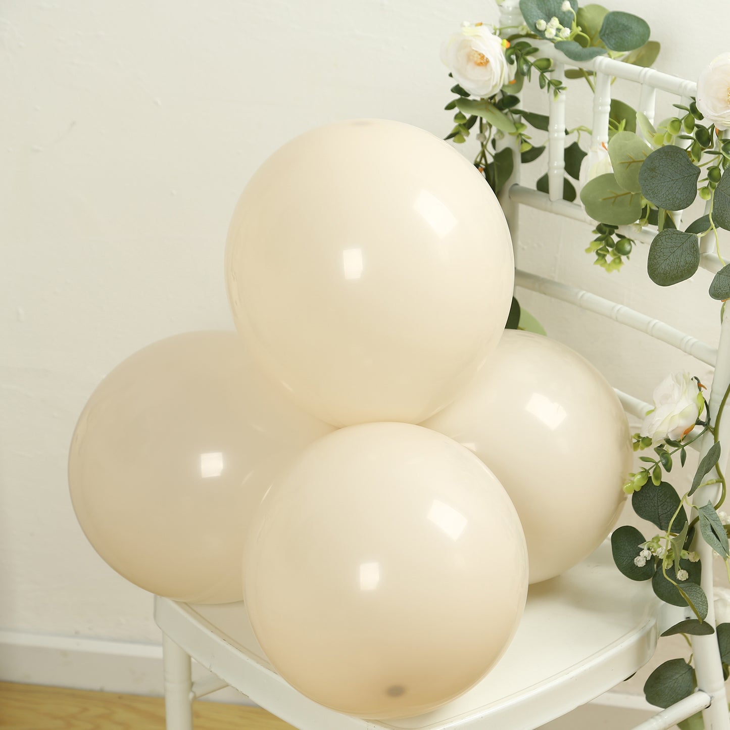 50 Pack Matte Pastel Beige Biodegradable Balloons 12", Round Eco-friendly Thick Latex Party Balloons