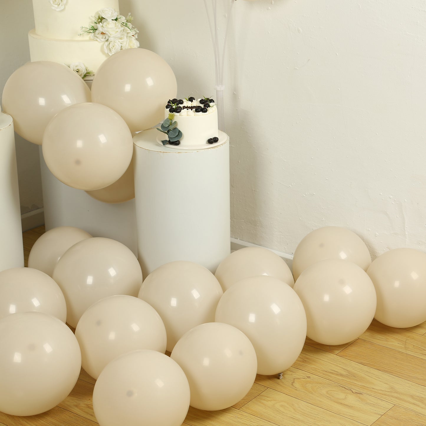 50 Pack Matte Pastel Beige Biodegradable Balloons 12", Round Eco-friendly Thick Latex Party Balloons