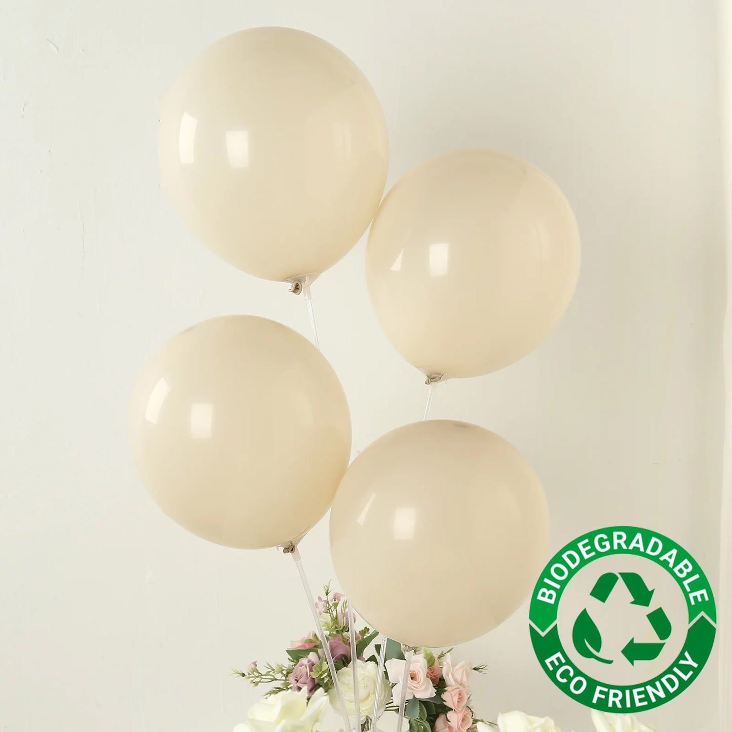 50 Pack Matte Pastel Beige Biodegradable Balloons 12", Round Eco-friendly Thick Latex Party Balloons