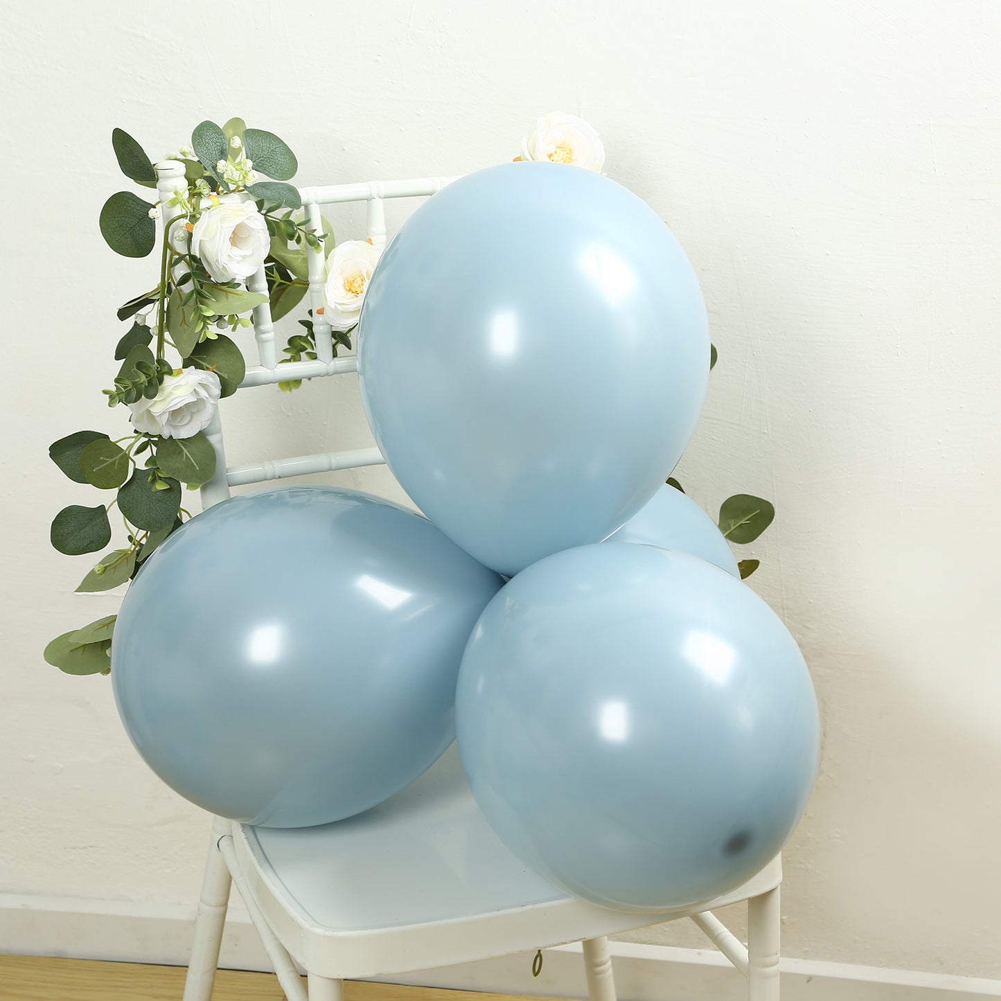 50 Pack Matte Pastel Dusty Blue Biodegradable Balloons 12", Round Eco-friendly Thick Latex Party Balloons