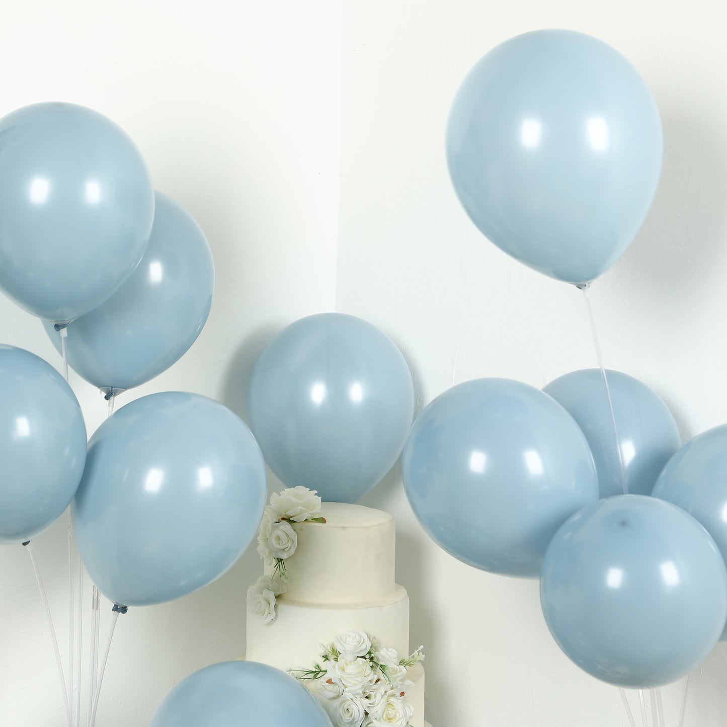 50 Pack Matte Pastel Dusty Blue Biodegradable Balloons 12", Round Eco-friendly Thick Latex Party Balloons