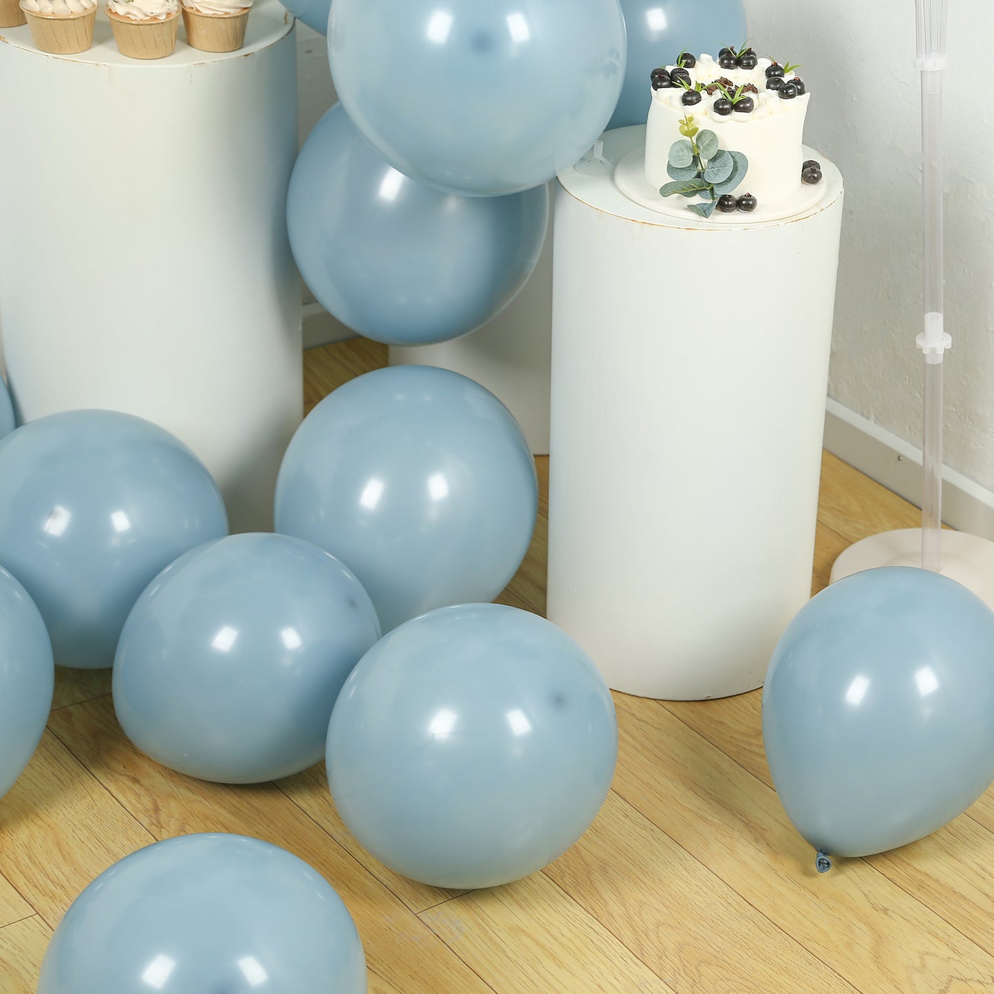 50 Pack Matte Pastel Dusty Blue Biodegradable Balloons 12", Round Eco-friendly Thick Latex Party Balloons