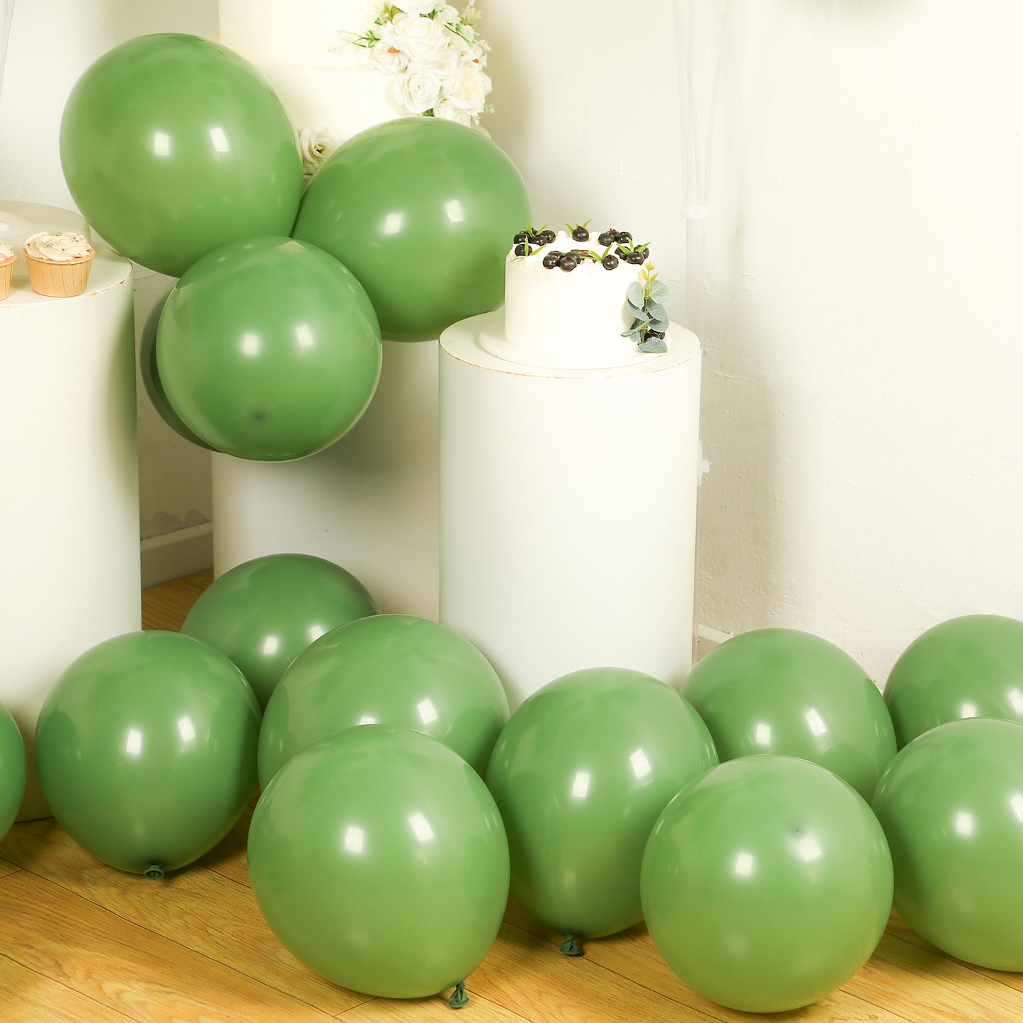 50 Pack Matte Pastel Dusty Sage Green Biodegradable Balloons 12", Round Eco-friendly Thick Latex Party Balloons