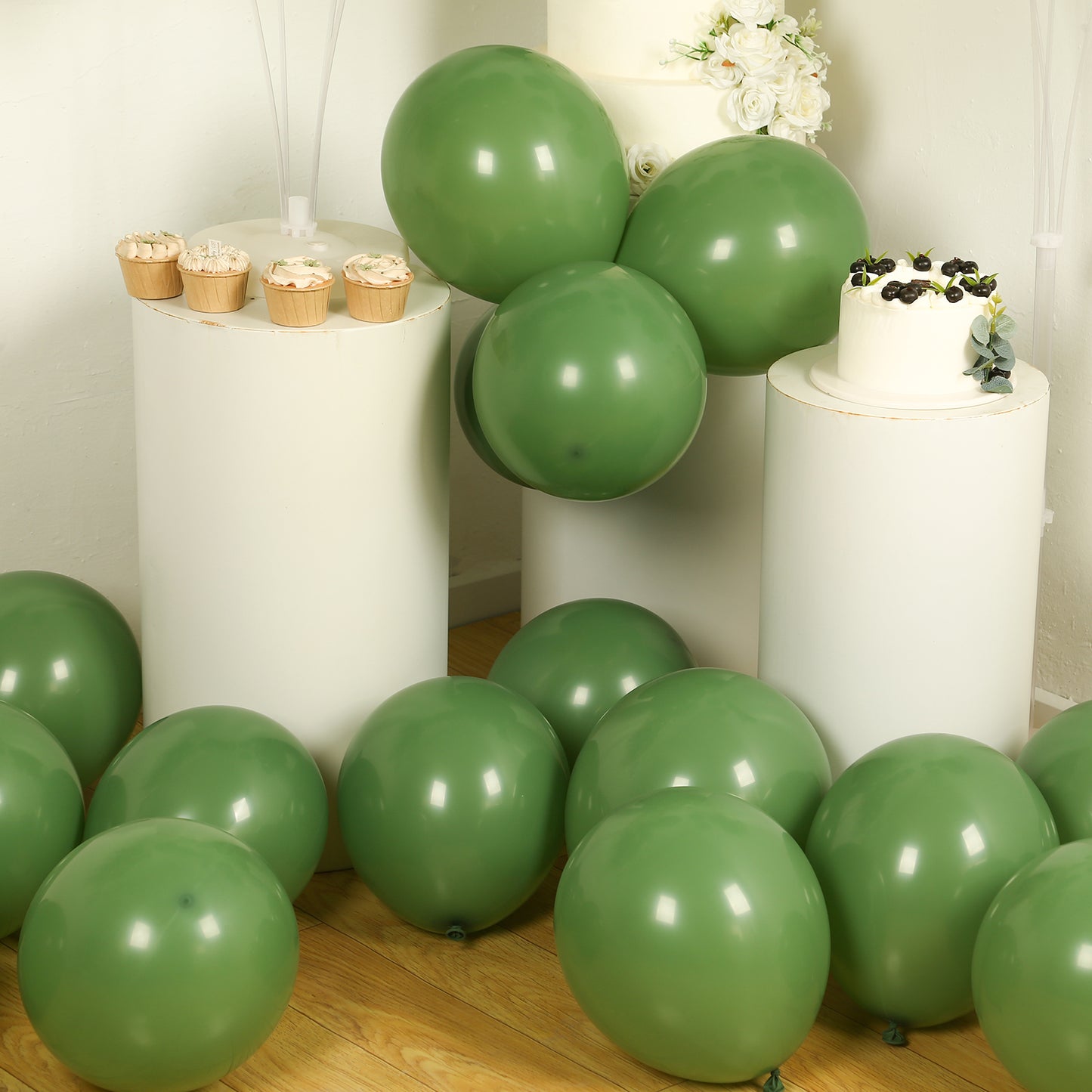 50 Pack Matte Pastel Dusty Sage Green Biodegradable Balloons 12", Round Eco-friendly Thick Latex Party Balloons