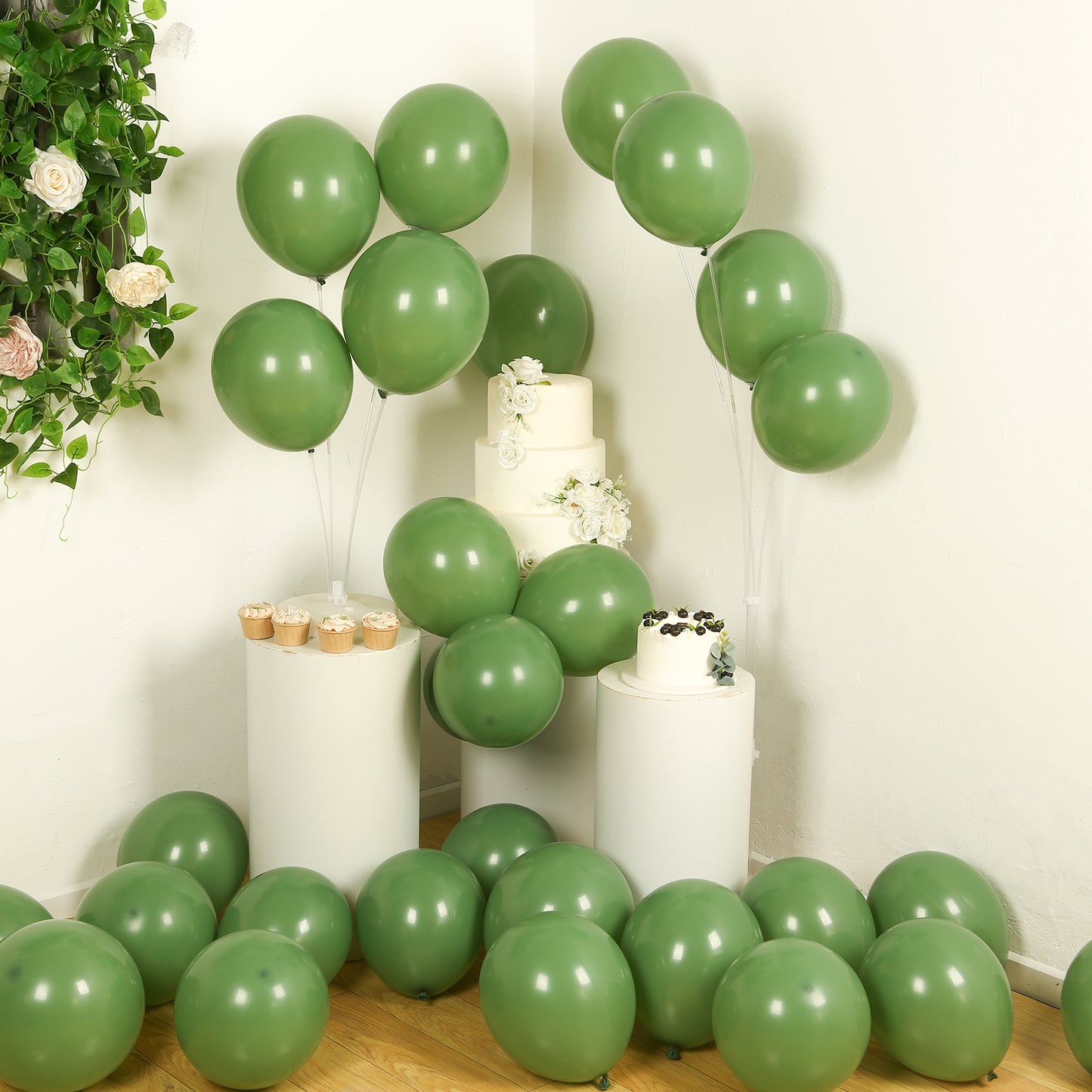 50 Pack Matte Pastel Dusty Sage Green Biodegradable Balloons 12", Round Eco-friendly Thick Latex Party Balloons