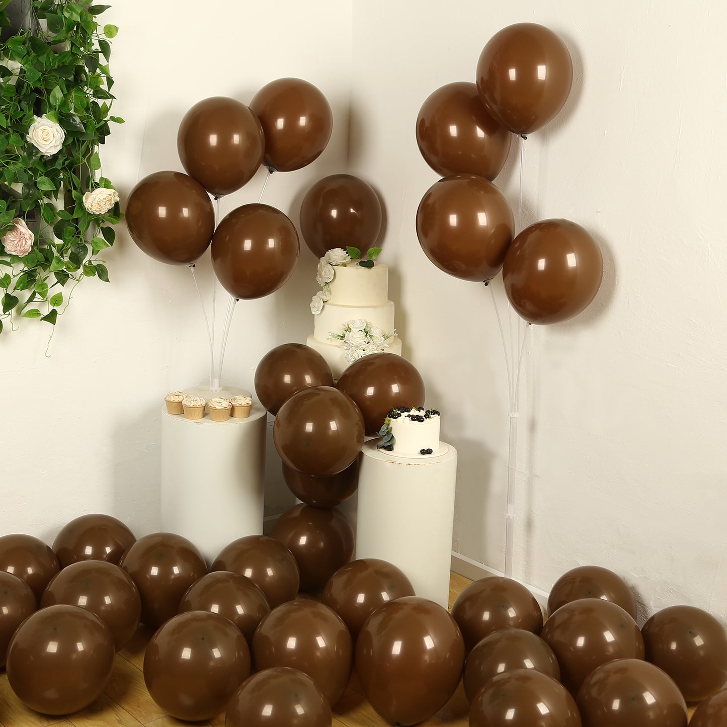 50 Pack Matte Pastel Cinnamon Brown Biodegradable Balloons 12", Round Eco-friendly Thick Latex Party Balloons