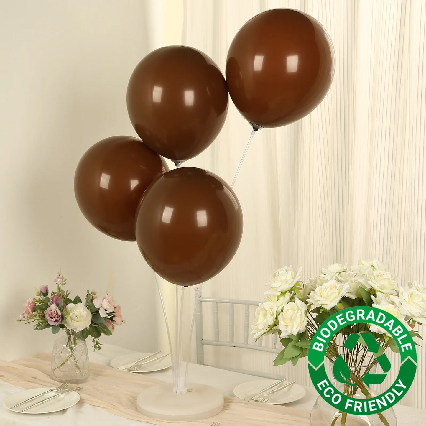 50 Pack Matte Pastel Cinnamon Brown Biodegradable Balloons 12", Round Eco-friendly Thick Latex Party Balloons