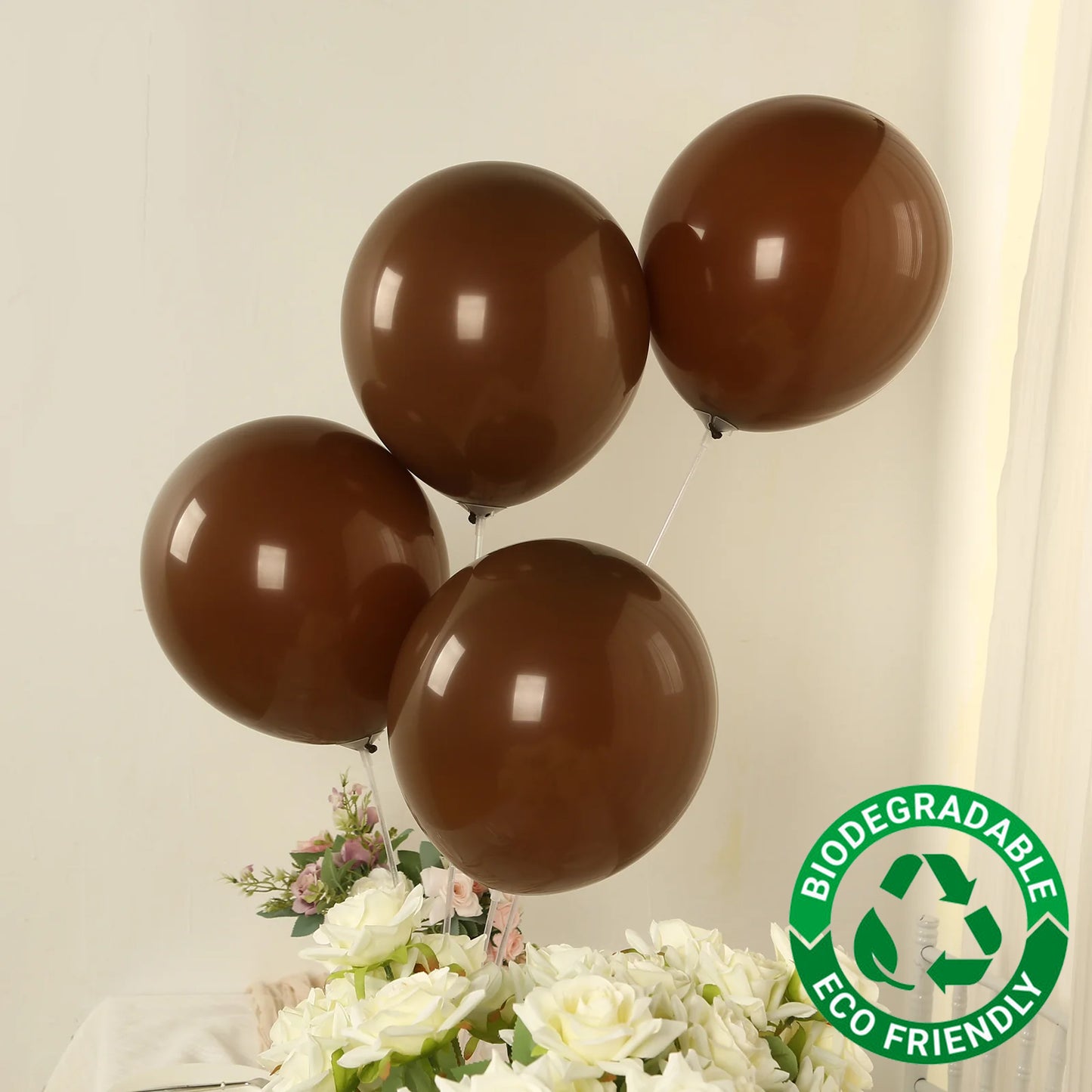 50 Pack Matte Pastel Cinnamon Brown Biodegradable Balloons 12", Round Eco-friendly Thick Latex Party Balloons