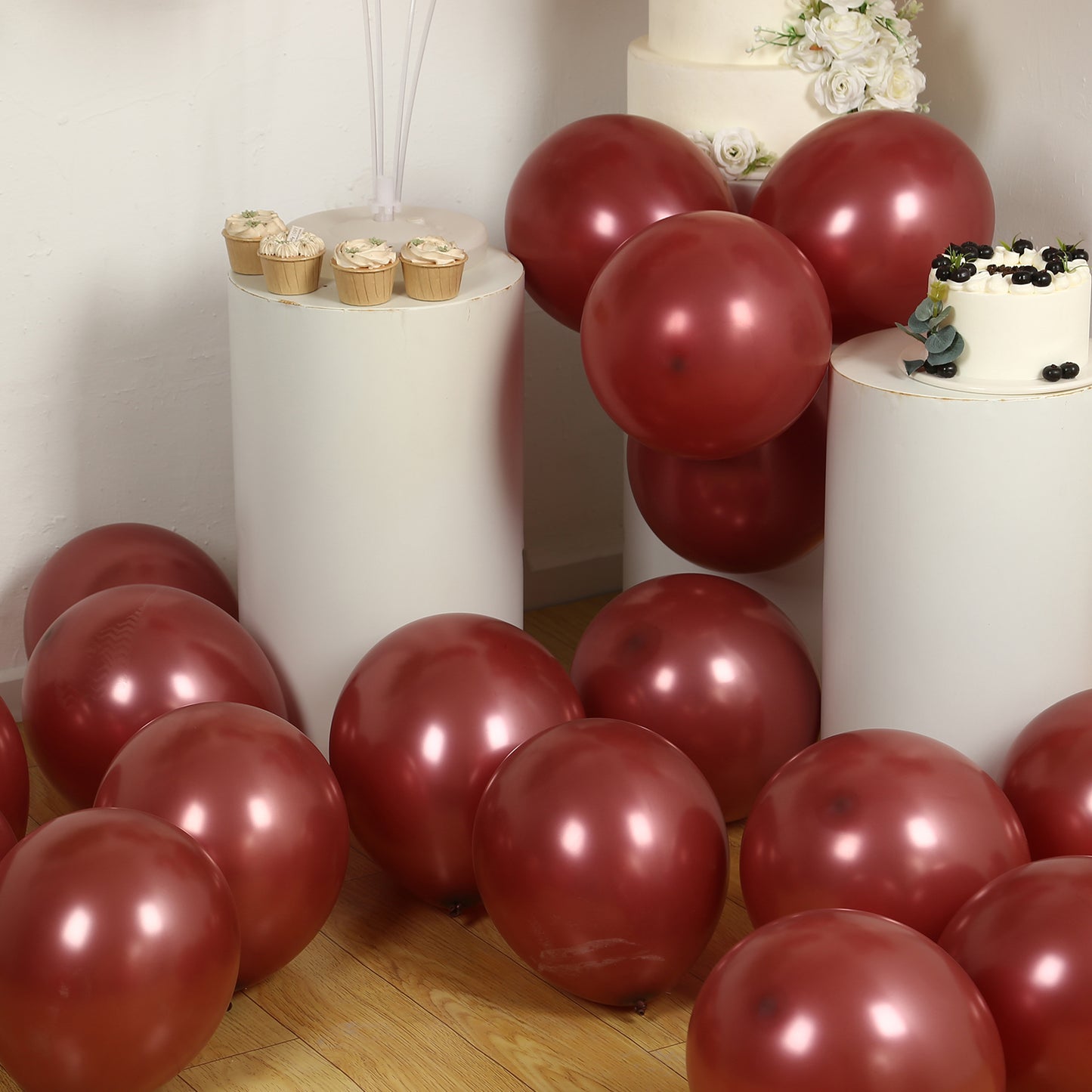 50 Pack Matte Pastel Burgundy Biodegradable Balloons 12", Round Eco-friendly Thick Latex Party Balloons