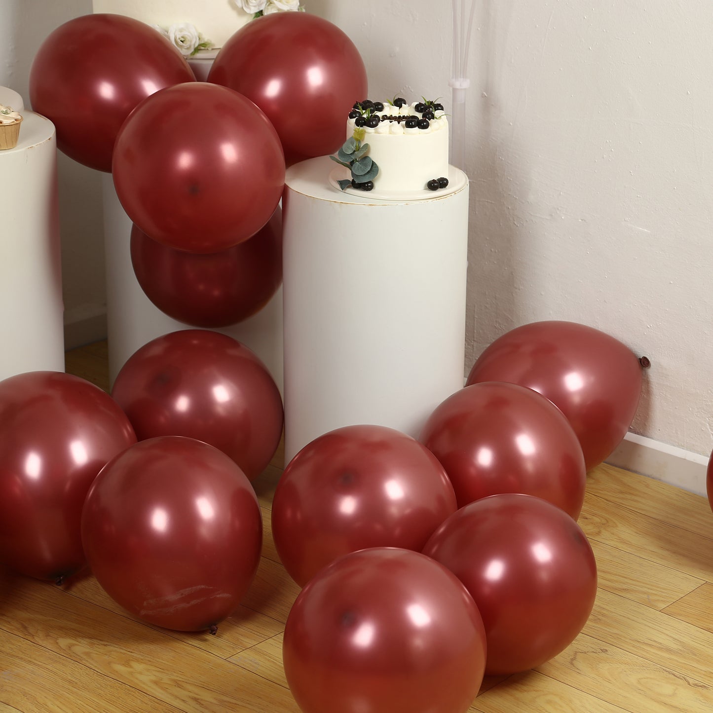 50 Pack Matte Pastel Burgundy Biodegradable Balloons 12", Round Eco-friendly Thick Latex Party Balloons