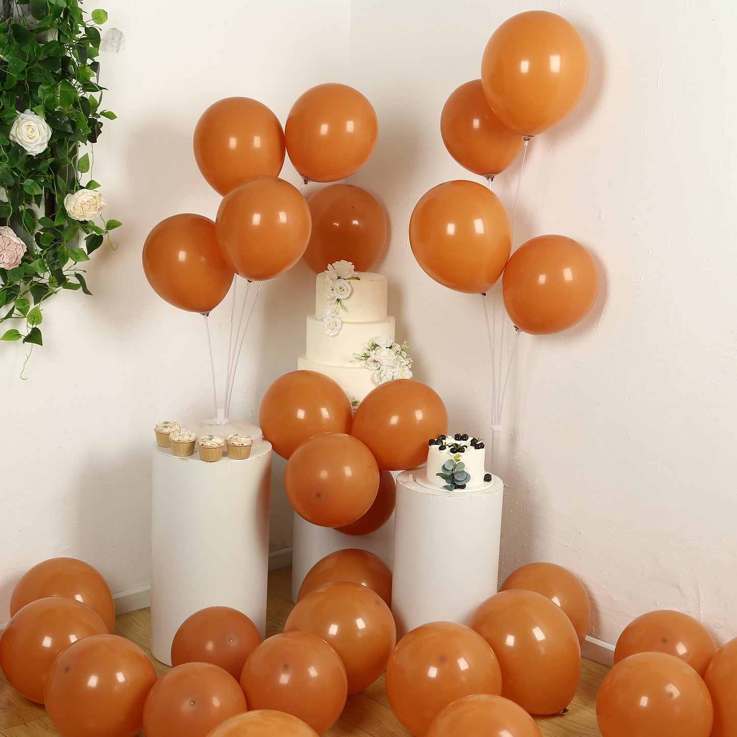 50 Pack Matte Pastel Caramel Biodegradable Balloons 12", Round Eco-friendly Thick Latex Party Balloons