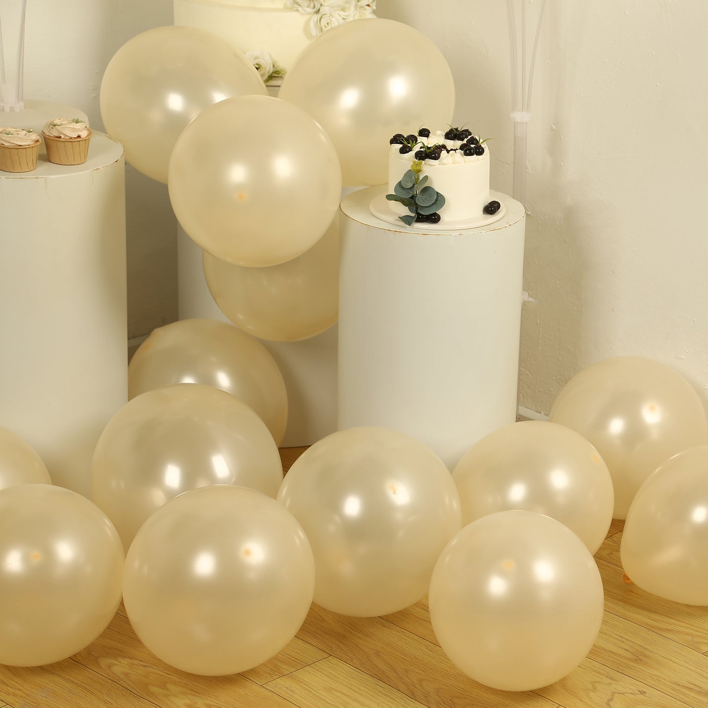 50 Pack Matte Pastel Cream Biodegradable Balloons 12", Round Eco-friendly Thick Latex Party Balloons