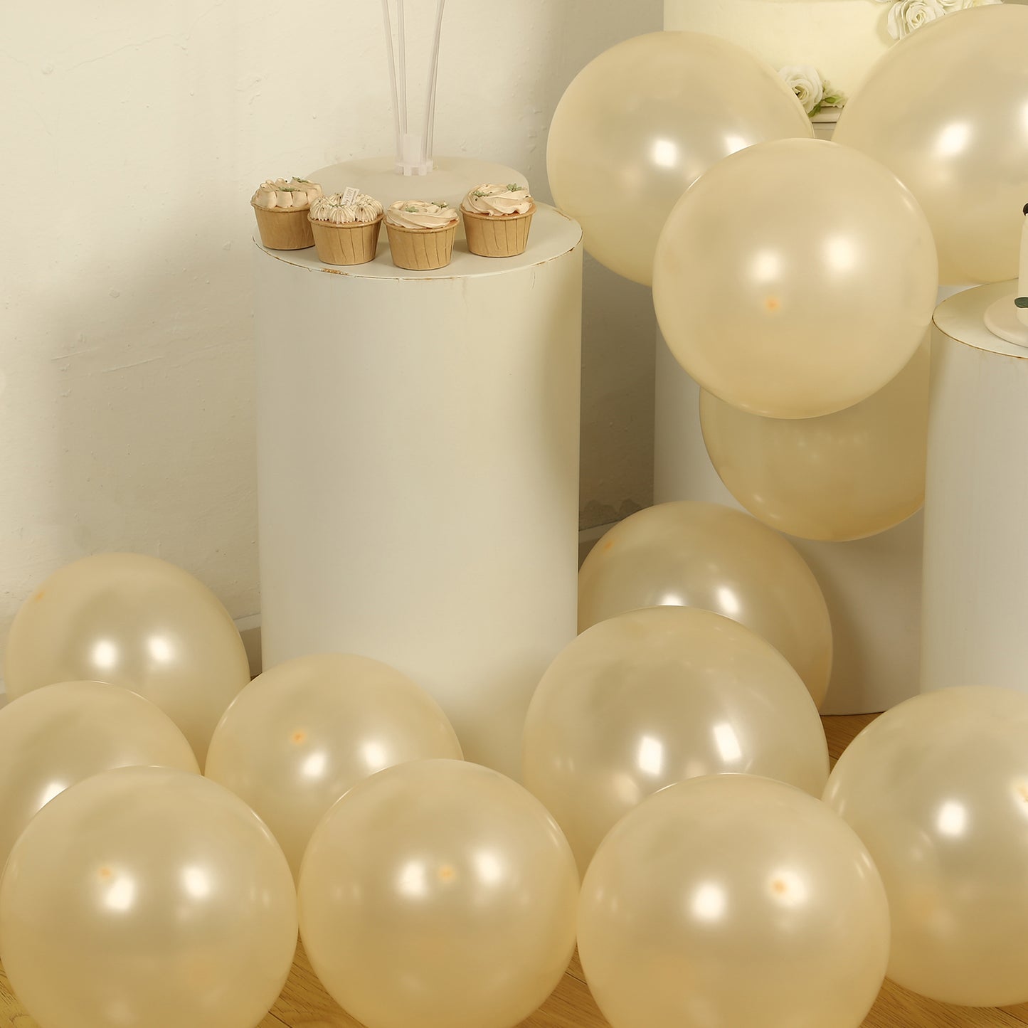 50 Pack Matte Pastel Cream Biodegradable Balloons 12", Round Eco-friendly Thick Latex Party Balloons