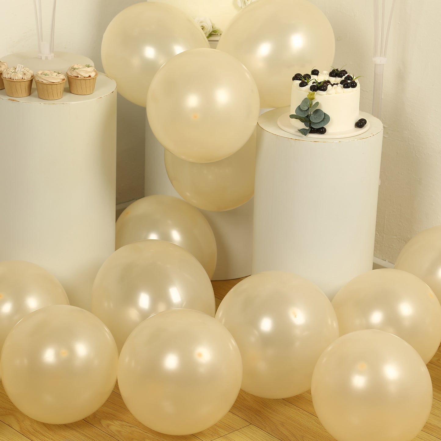 50 Pack Matte Pastel Cream Biodegradable Balloons 12", Round Eco-friendly Thick Latex Party Balloons