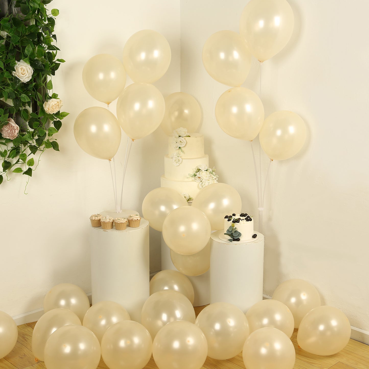 50 Pack Matte Pastel Cream Biodegradable Balloons 12", Round Eco-friendly Thick Latex Party Balloons