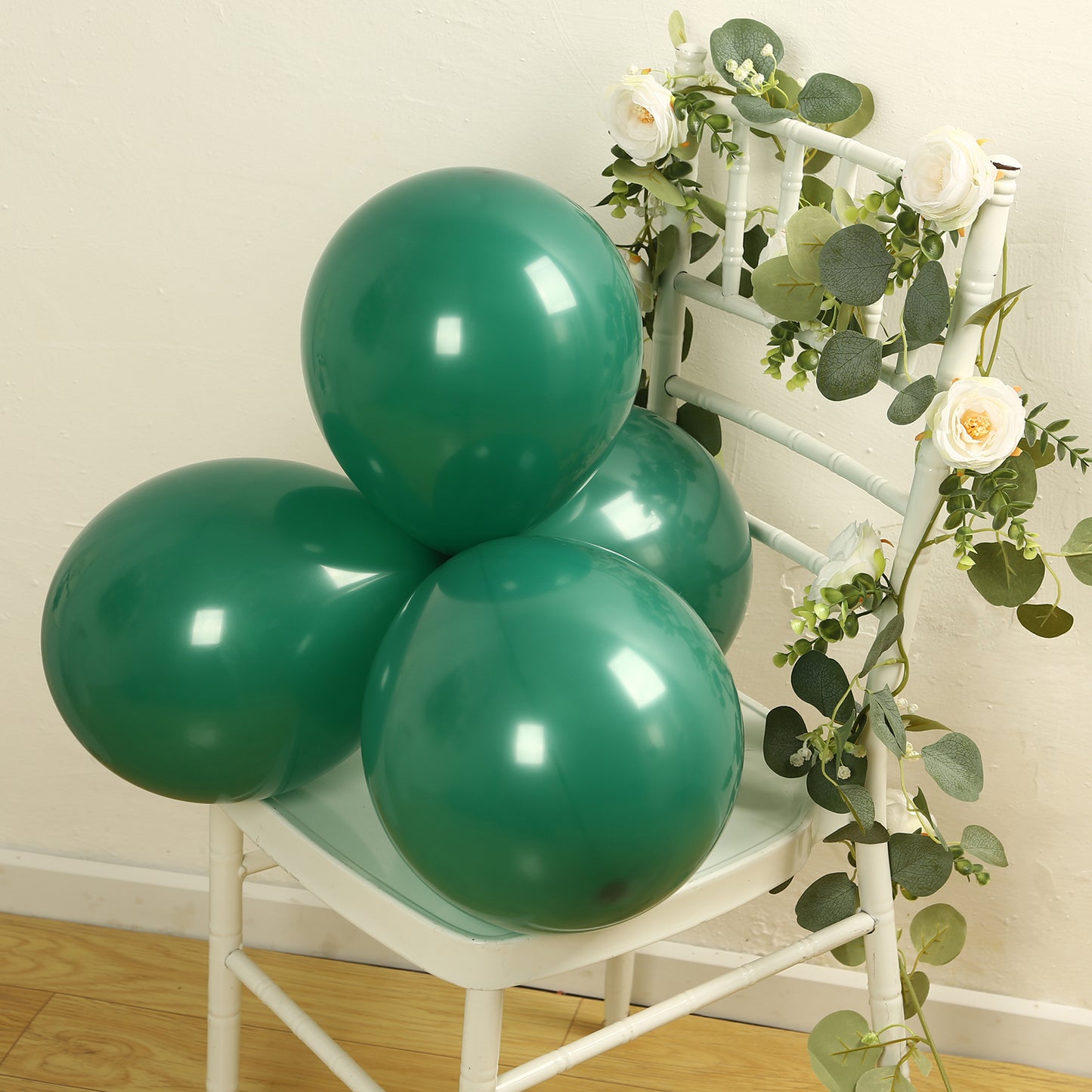 50 Pack Matte Pastel Hunter Emerald Green Biodegradable Balloons 12", Round Eco-friendly Thick Latex Party Balloons