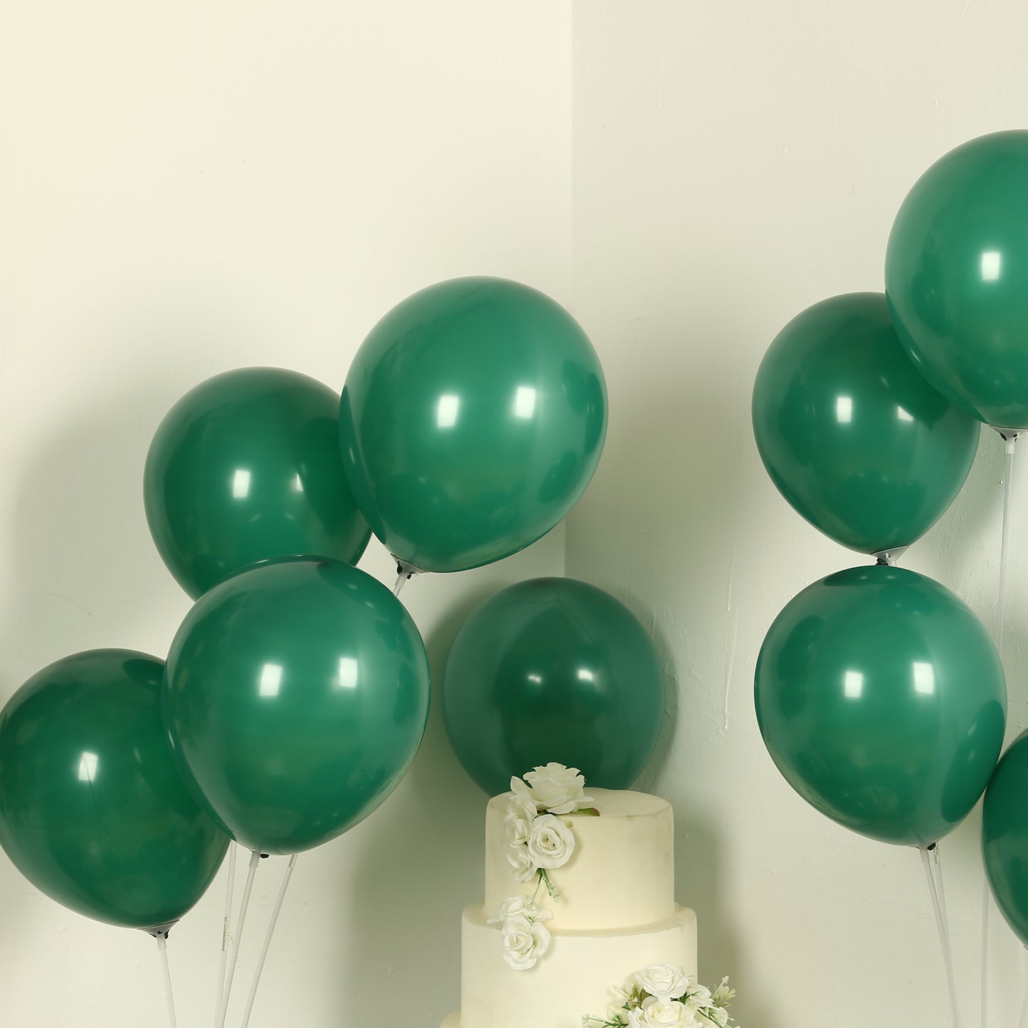 50 Pack Matte Pastel Hunter Emerald Green Biodegradable Balloons 12", Round Eco-friendly Thick Latex Party Balloons