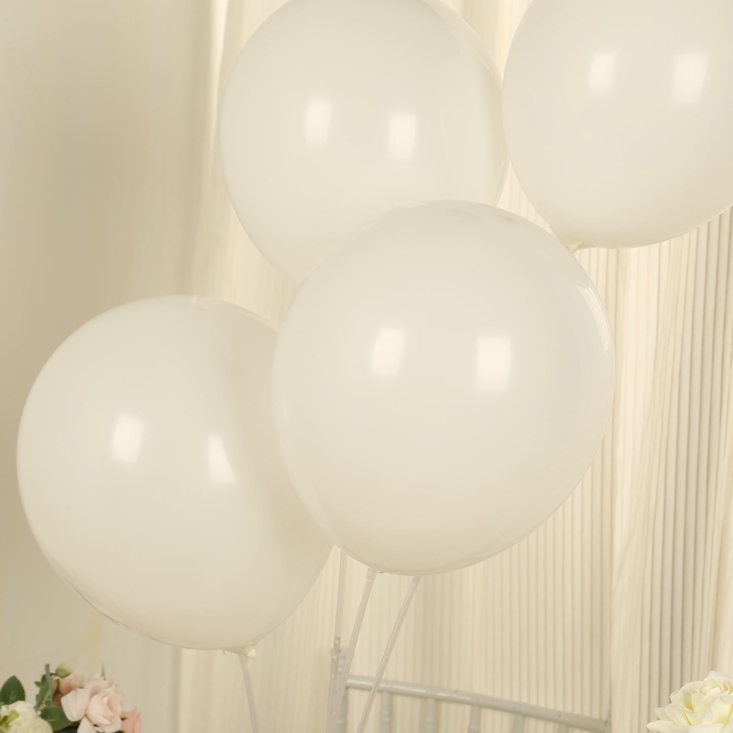 50 Pack Matte Pastel Off White Biodegradable Balloons 12", Round Eco-friendly Thick Latex Party Balloons