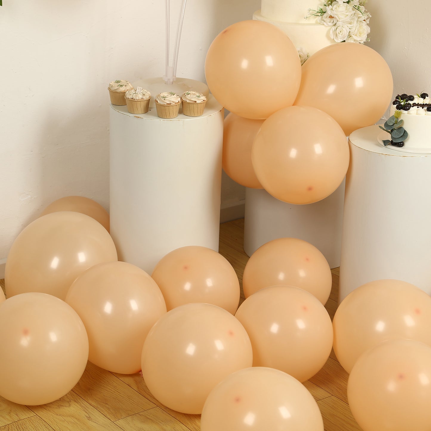 50 Pack Matte Pastel Peach Biodegradable Balloons 12", Round Eco-friendly Thick Latex Party Balloons