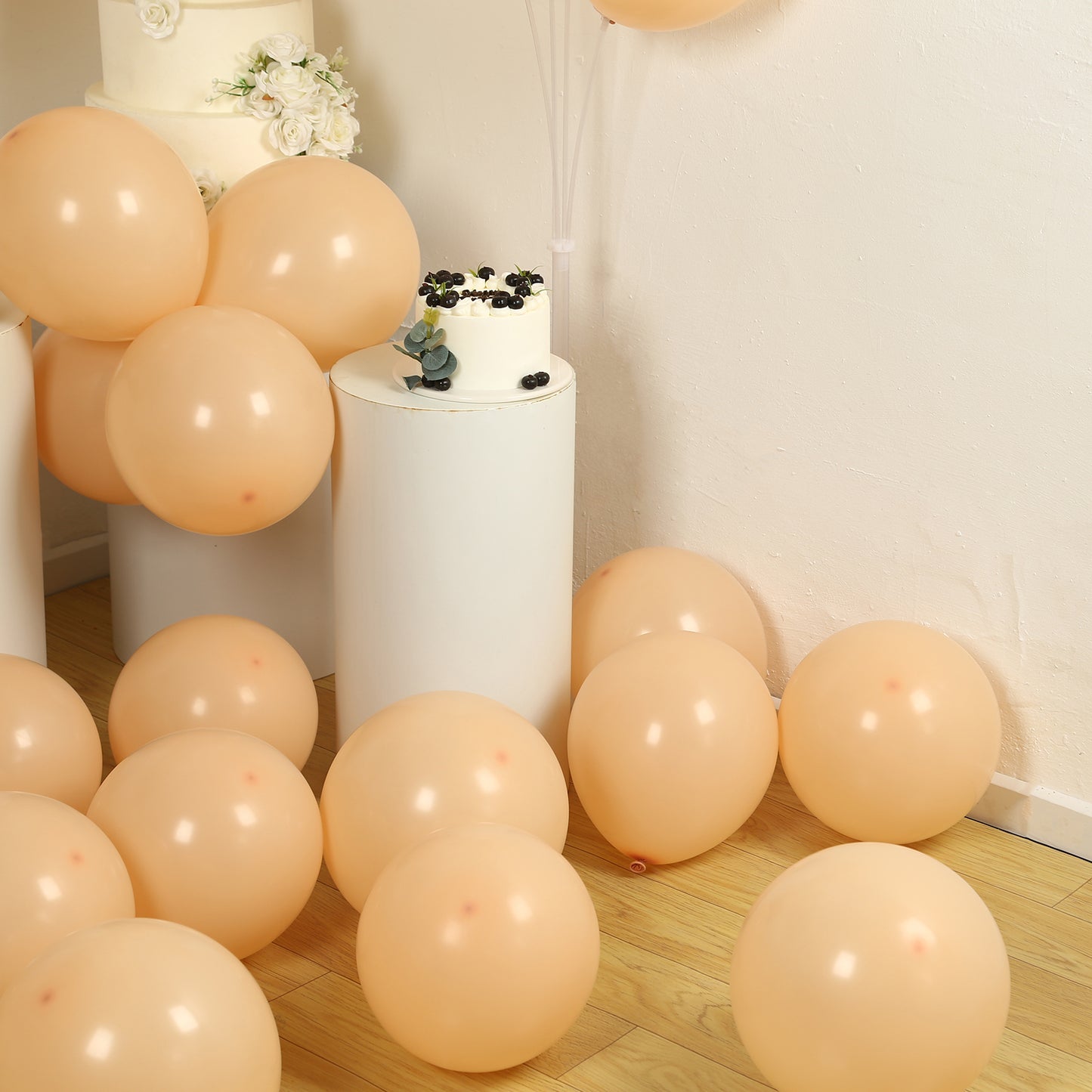 50 Pack Matte Pastel Peach Biodegradable Balloons 12", Round Eco-friendly Thick Latex Party Balloons