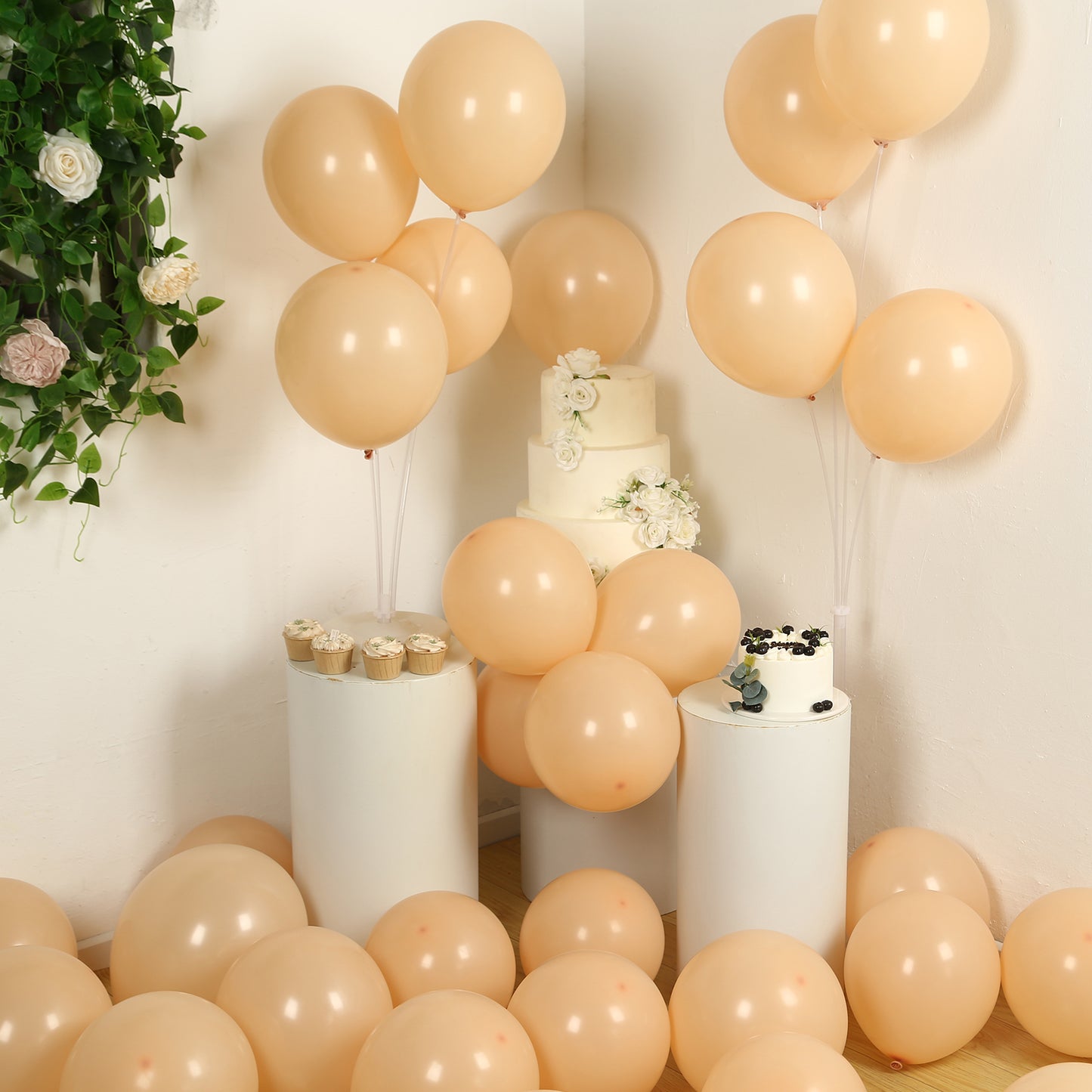 50 Pack Matte Pastel Peach Biodegradable Balloons 12", Round Eco-friendly Thick Latex Party Balloons