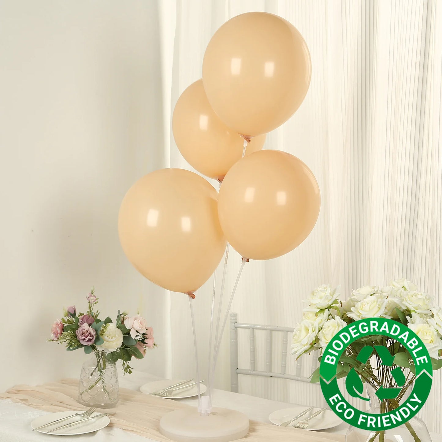 50 Pack Matte Pastel Peach Biodegradable Balloons 12", Round Eco-friendly Thick Latex Party Balloons