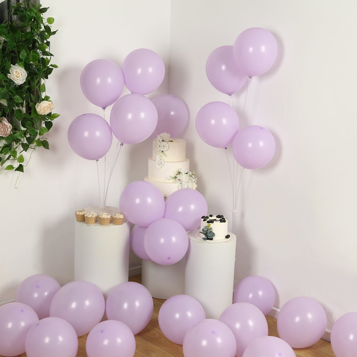 50 Pack Matte Pastel Purple Biodegradable Balloons 12", Round Eco-friendly Thick Latex Party Balloons