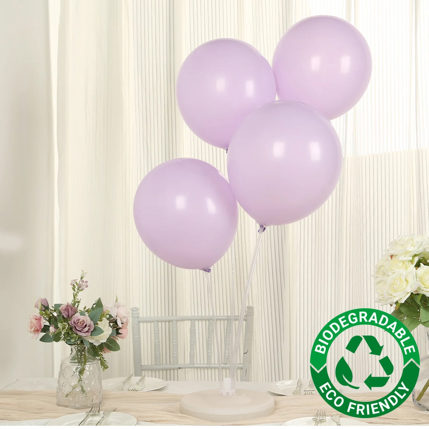 50 Pack Matte Pastel Purple Biodegradable Balloons 12", Round Eco-friendly Thick Latex Party Balloons