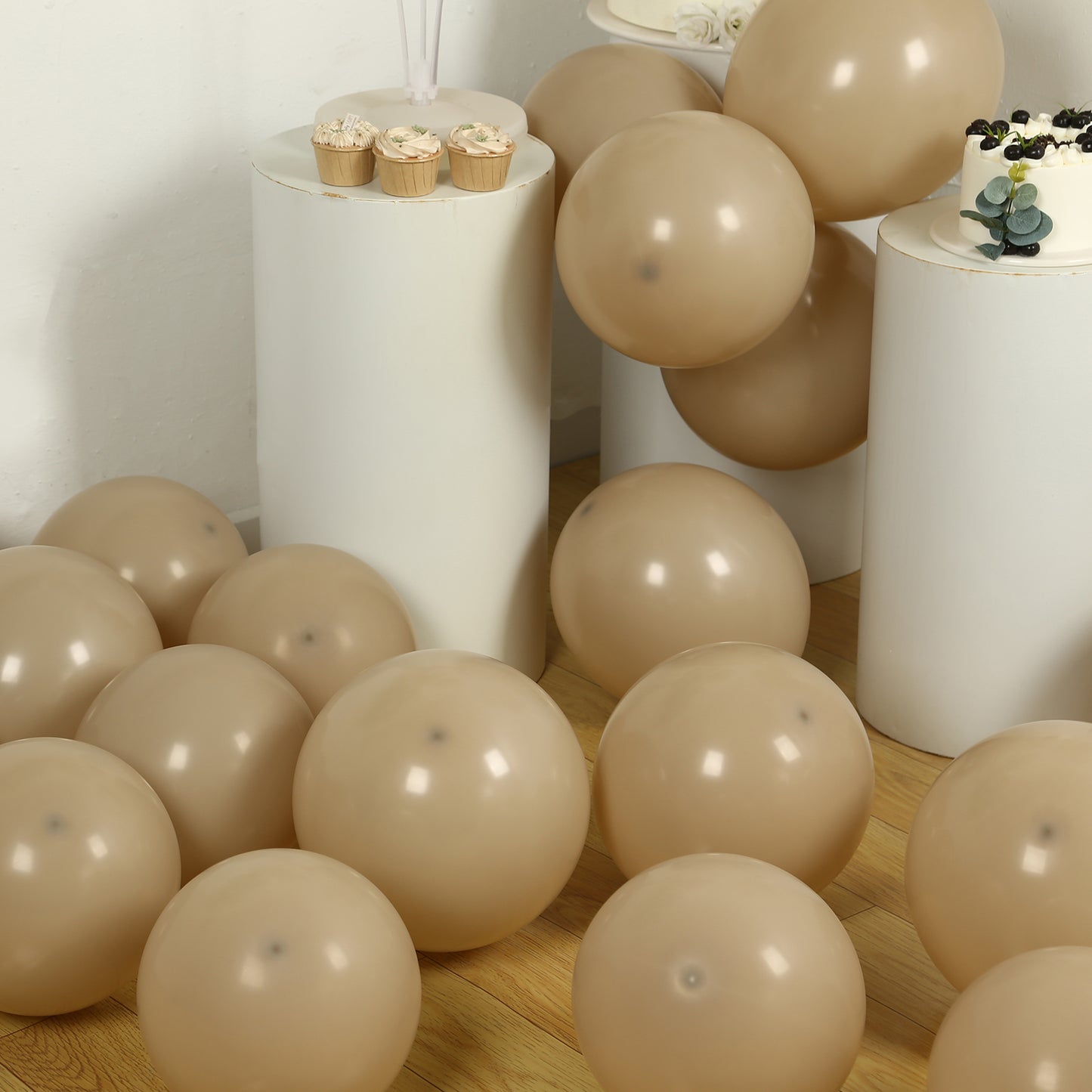 50 Pack Matte Pastel Taupe Biodegradable Balloons 12", Round Eco-friendly Thick Latex Party Balloons