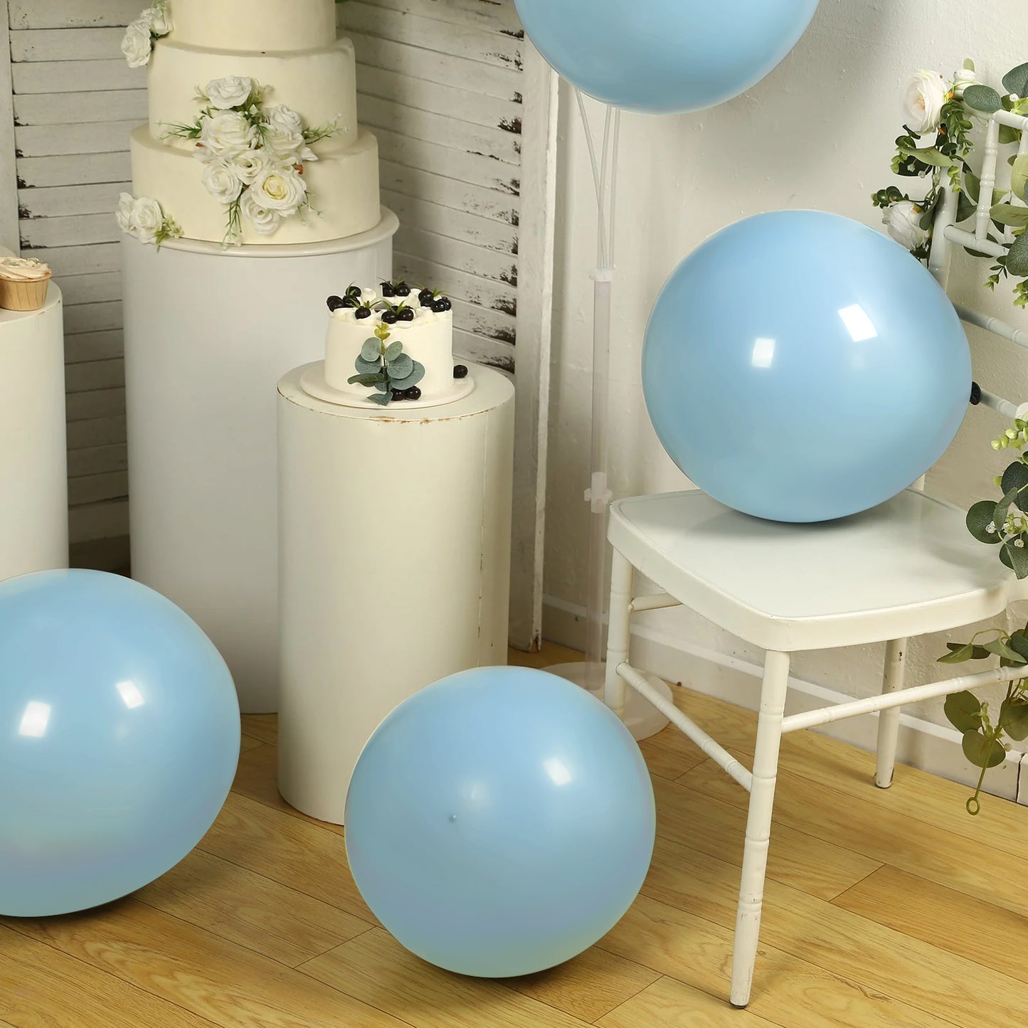 10 Pack Matte Pastel Dusty Blue Biodegradable Balloons 18", Round Eco-friendly Thick Latex Party Balloons