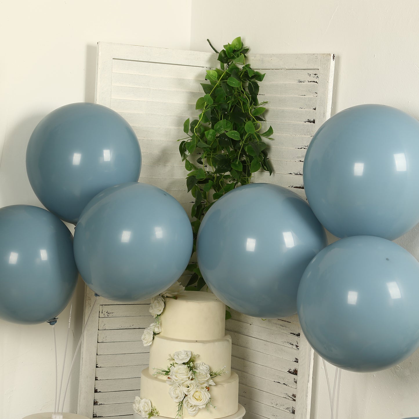 10 Pack Matte Pastel Dusty Blue Biodegradable Balloons 18", Round Eco-friendly Thick Latex Party Balloons