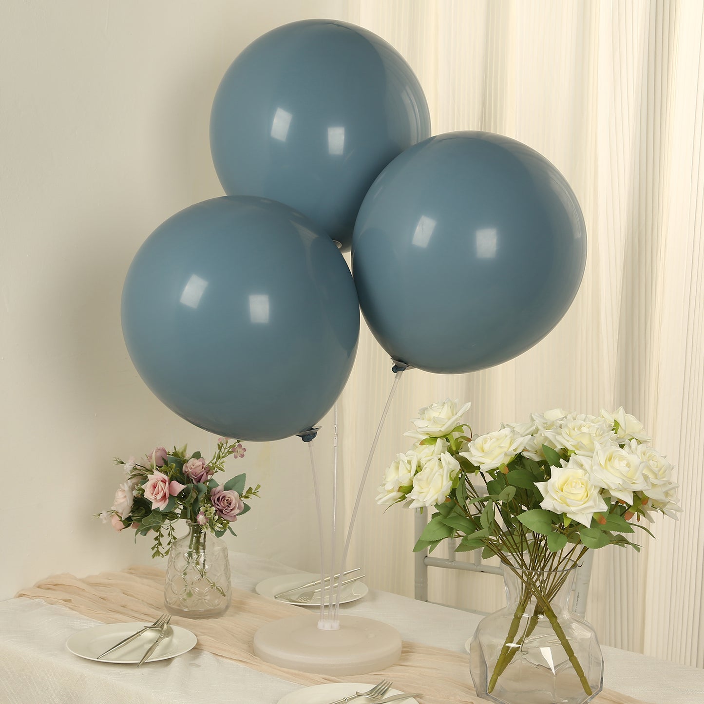 10 Pack Matte Pastel Dusty Blue Biodegradable Balloons 18", Round Eco-friendly Thick Latex Party Balloons