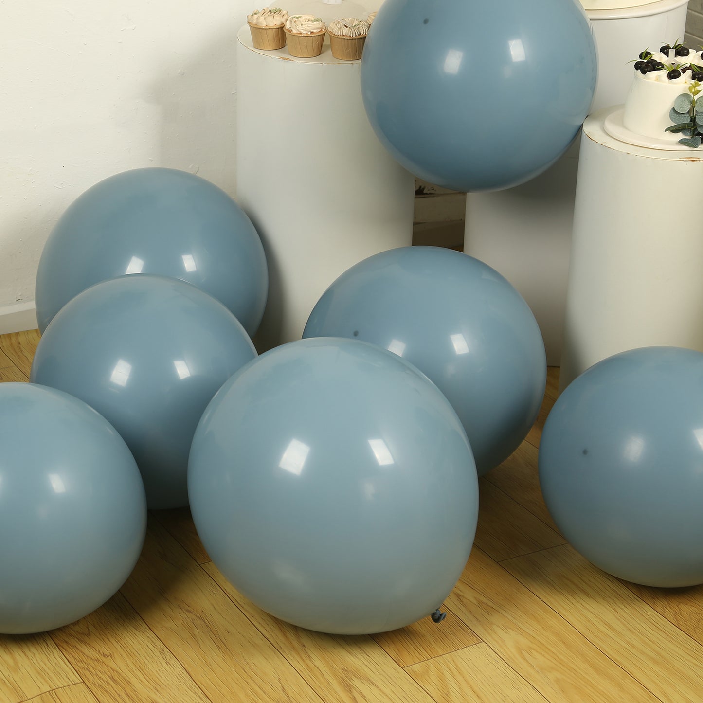 10 Pack Matte Pastel Dusty Blue Biodegradable Balloons 18", Round Eco-friendly Thick Latex Party Balloons