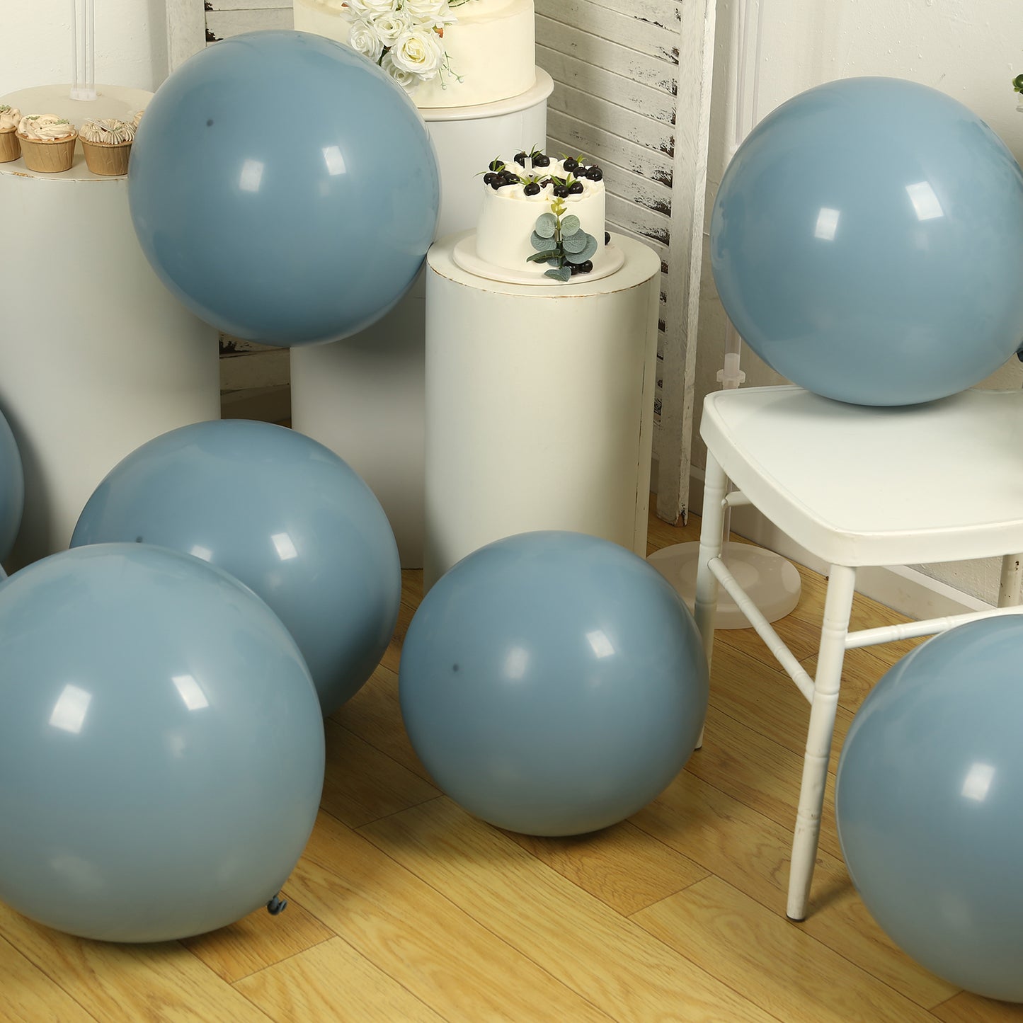 10 Pack Matte Pastel Dusty Blue Biodegradable Balloons 18", Round Eco-friendly Thick Latex Party Balloons