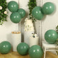 Matte pastel dusty sage green biodegradable balloons in a party setting.