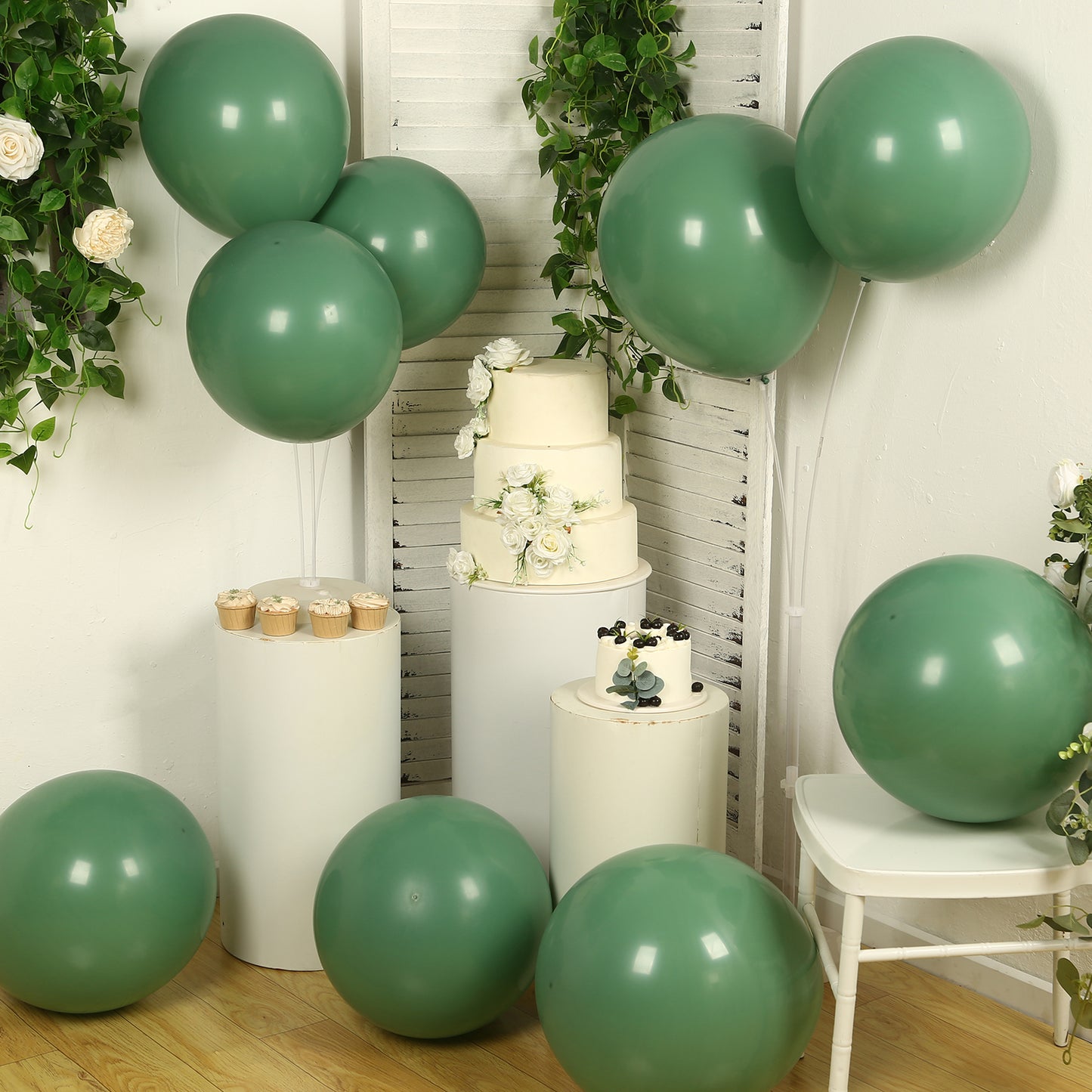 10 Pack Matte Pastel Dusty Sage Green Biodegradable Balloons 18", Round Eco-friendly Thick Latex Party Balloons