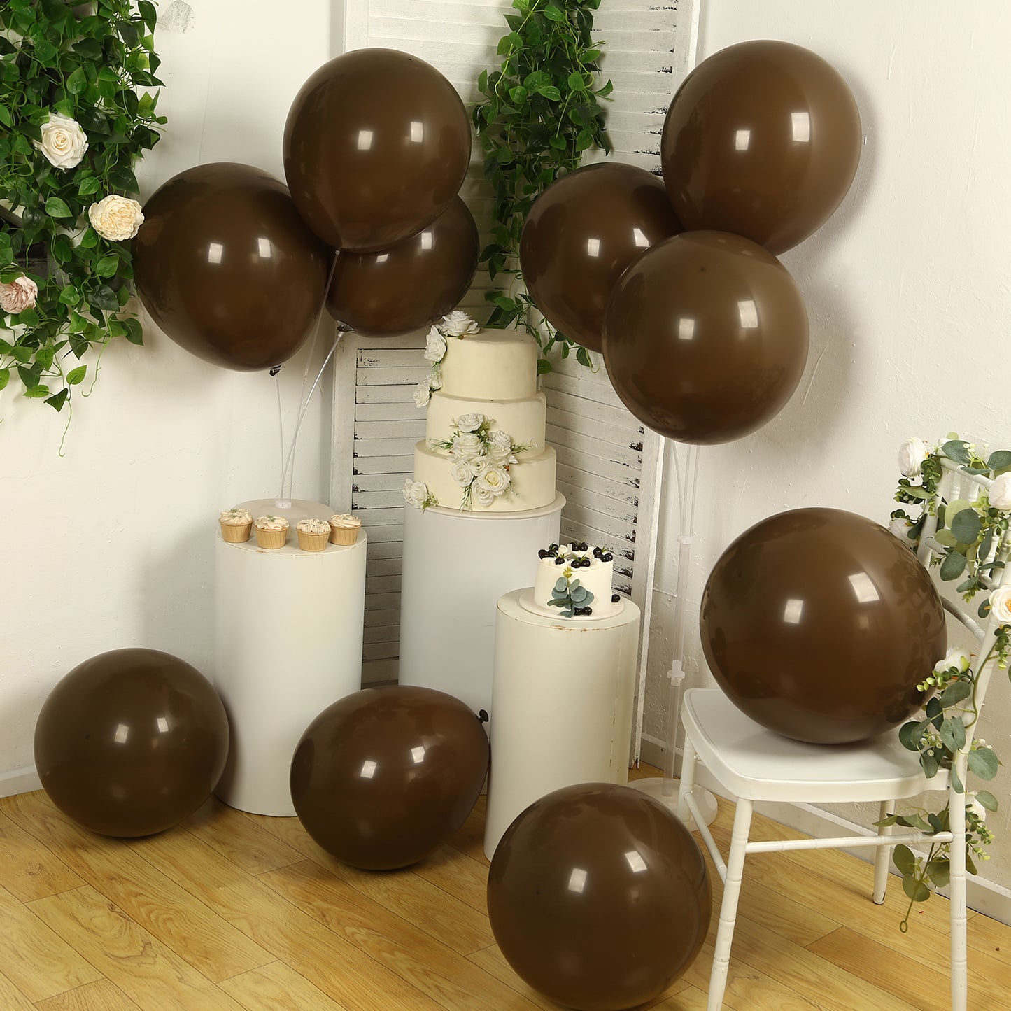 10 Pack Matte Pastel Cinnamon Brown Biodegradable Balloons 18", Round Eco-friendly Thick Latex Party Balloons