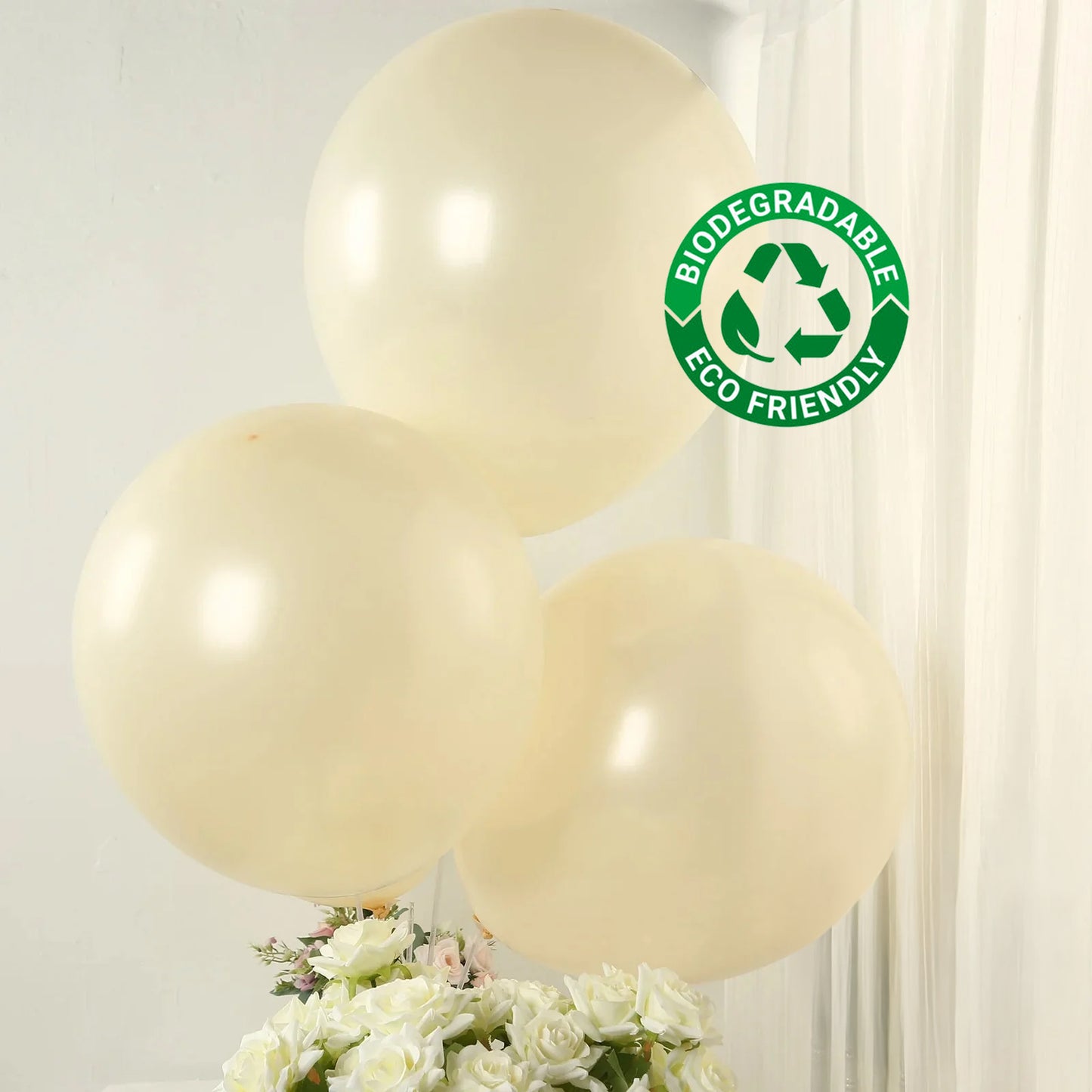 Matte pastel cream biodegradable balloons for eco-friendly parties.