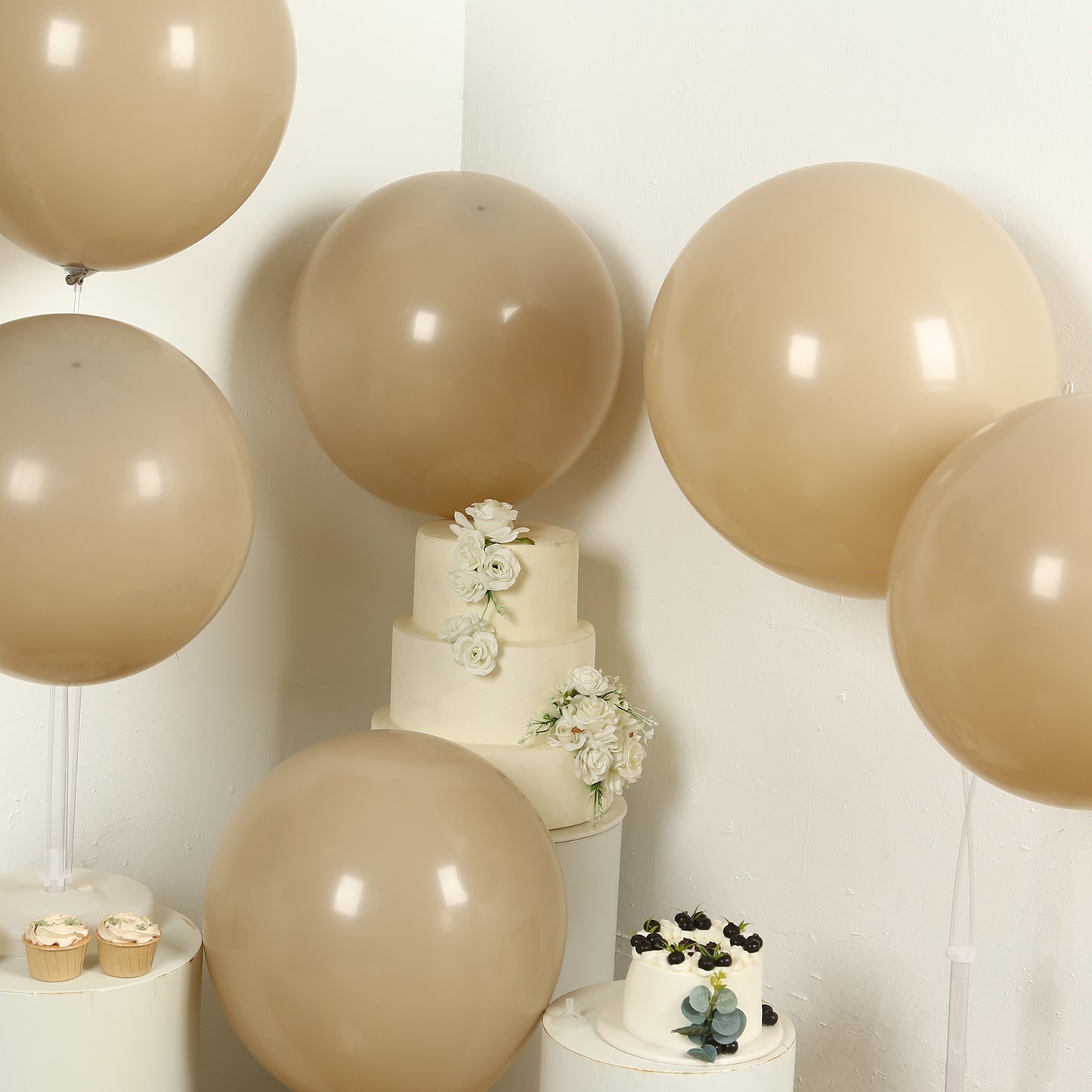 Matte pastel taupe biodegradable balloons for eco-friendly celebrations.