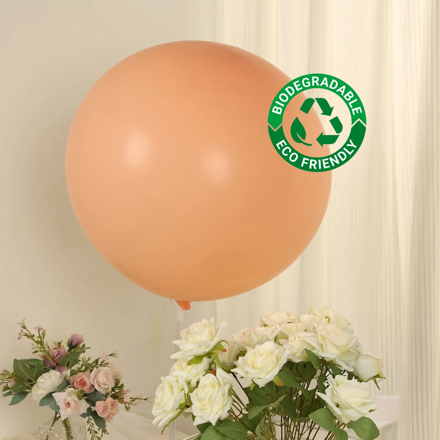 Large matte pastel blush biodegradable balloon, 36" round, eco-friendly.