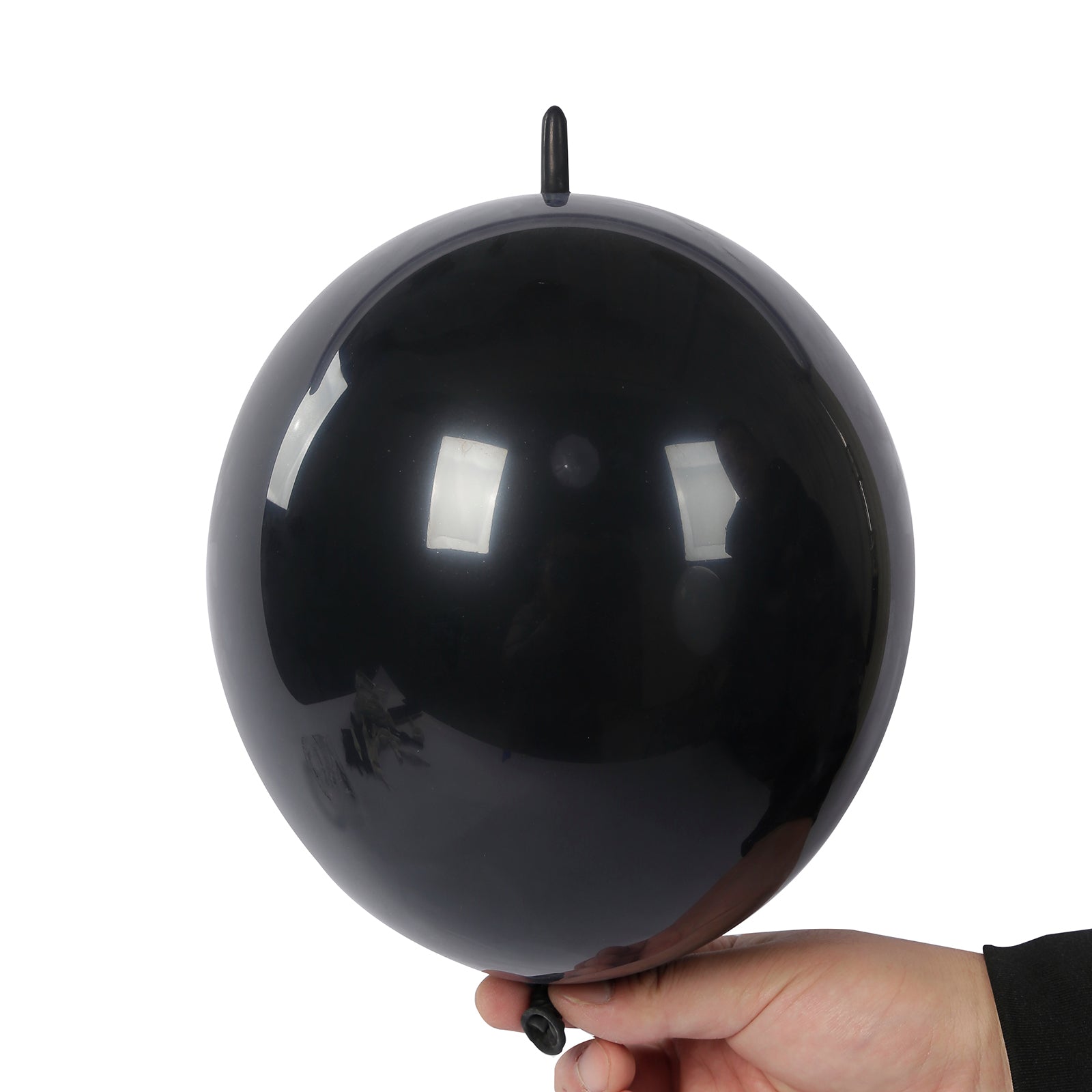 Matte pastel black biodegradable linking balloon for decor and events.