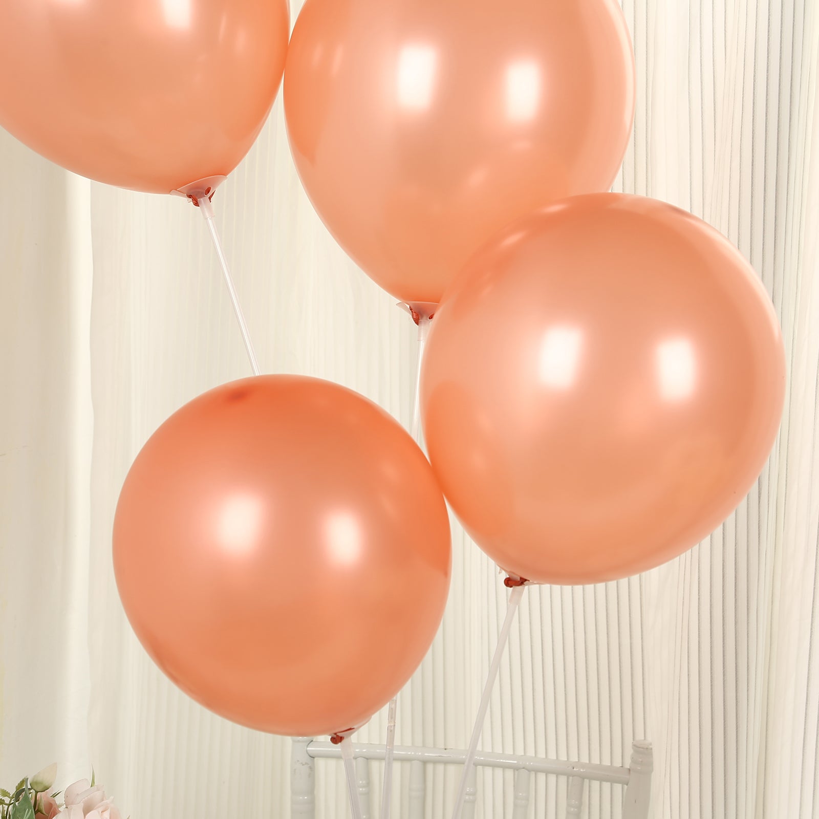 Rose gold biodegradable balloons, 12" thickened, eco-friendly for parties.