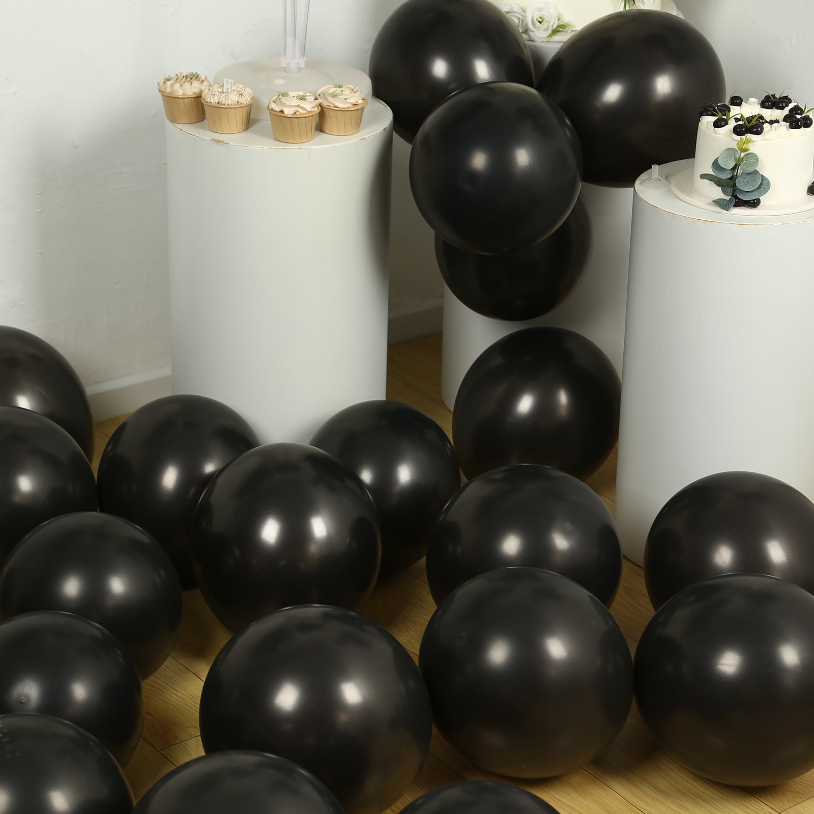 50 Pack Black Biodegradable Balloons for eco-friendly celebrations.