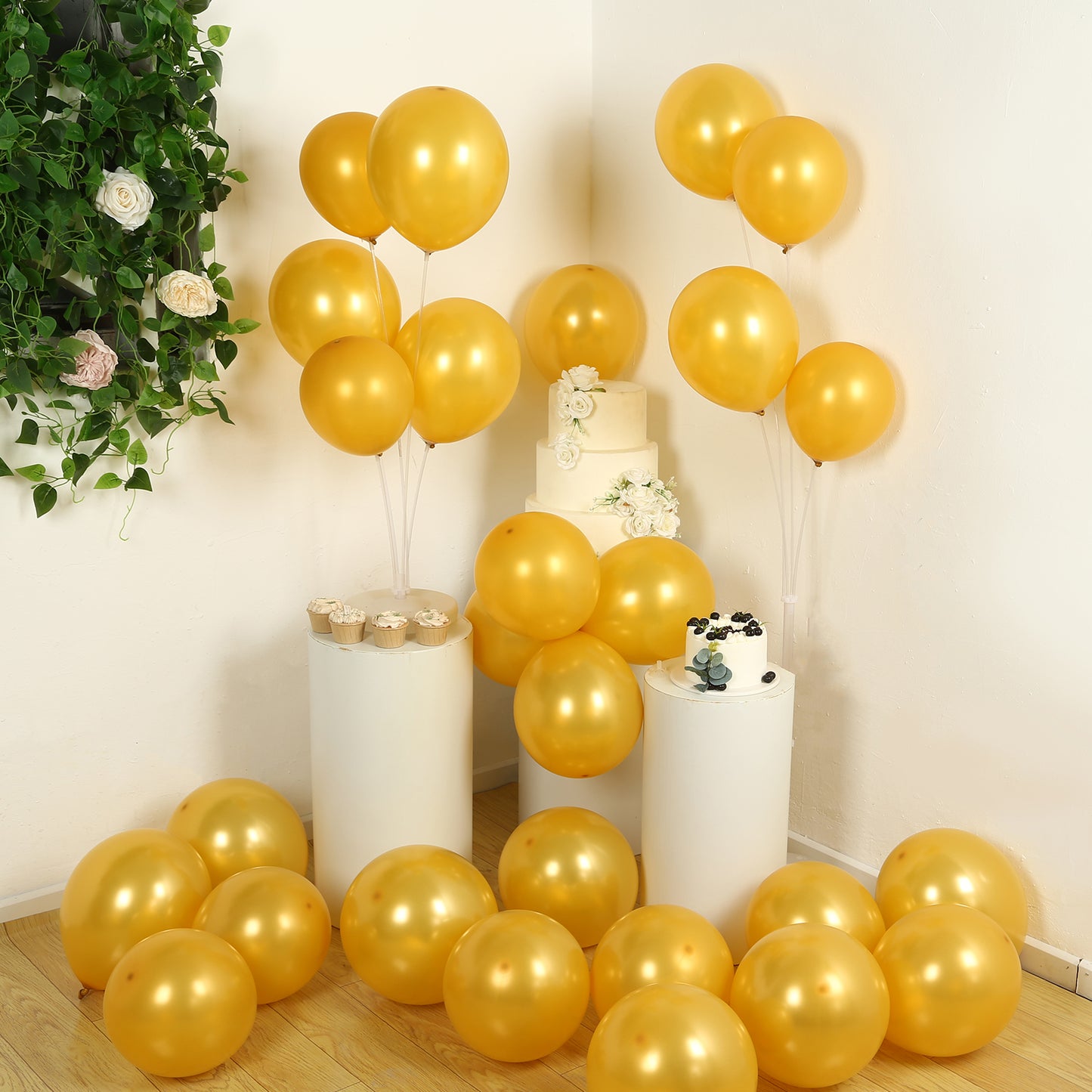 50 Pack Gold Biodegradable Balloons, 12" Thickened Extra Strong Eco-friendly Latex Helium Party Balloons