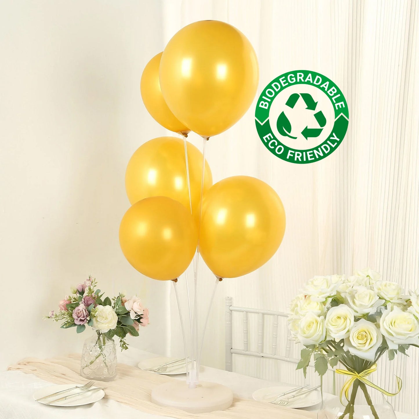 50 Pack Gold Biodegradable Balloons, 12" Thickened Extra Strong Eco-friendly Latex Helium Party Balloons