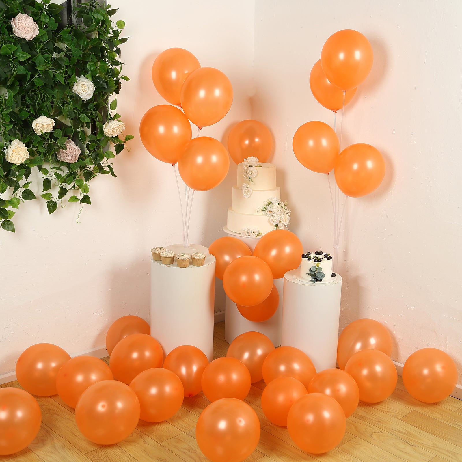 Orange biodegradable balloons for eco-friendly celebrations.