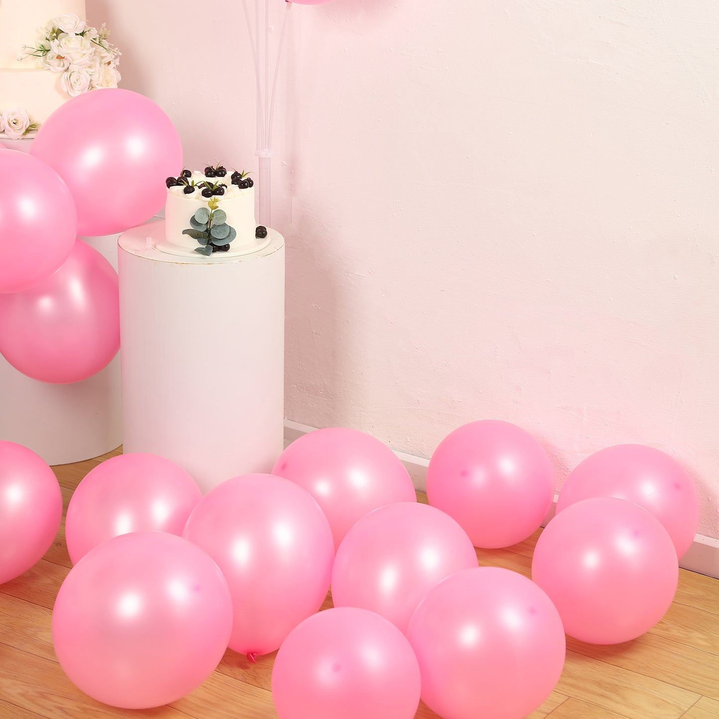 Pink biodegradable balloons for eco-friendly party decorations.